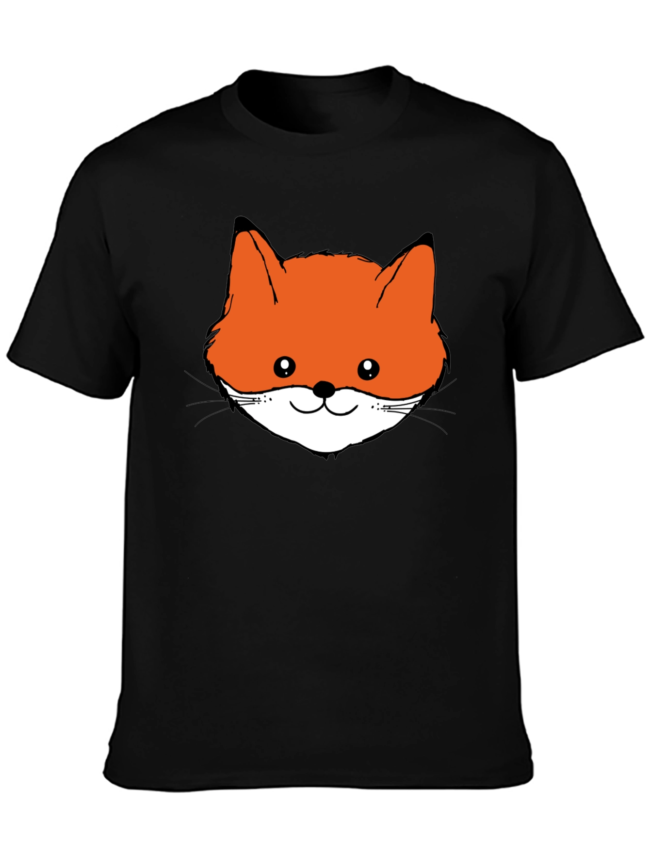 Fox Face Graphic Tee - Black Cotton T-Shirt