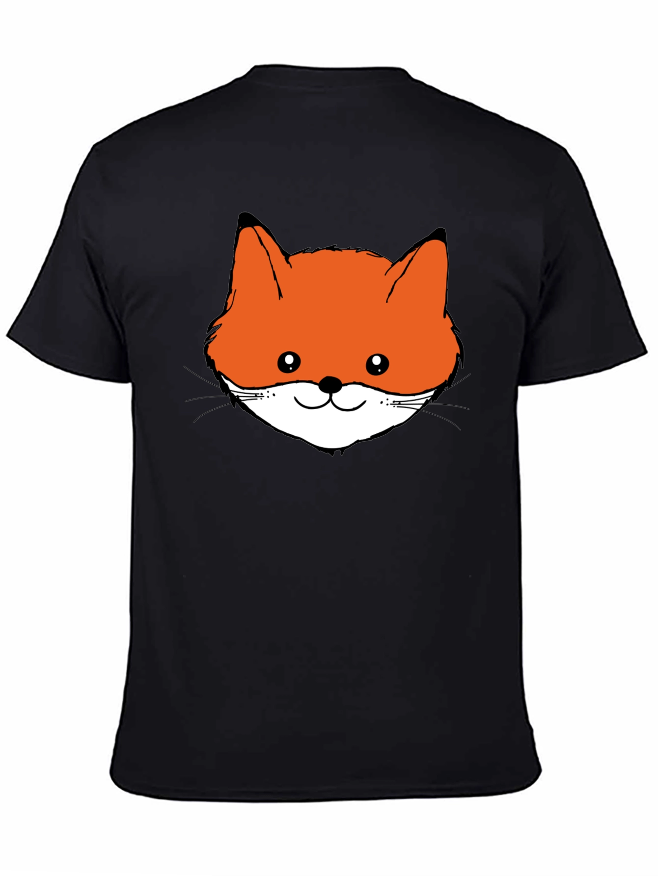 Fox Face Graphic Tee - Black Cotton T-Shirt