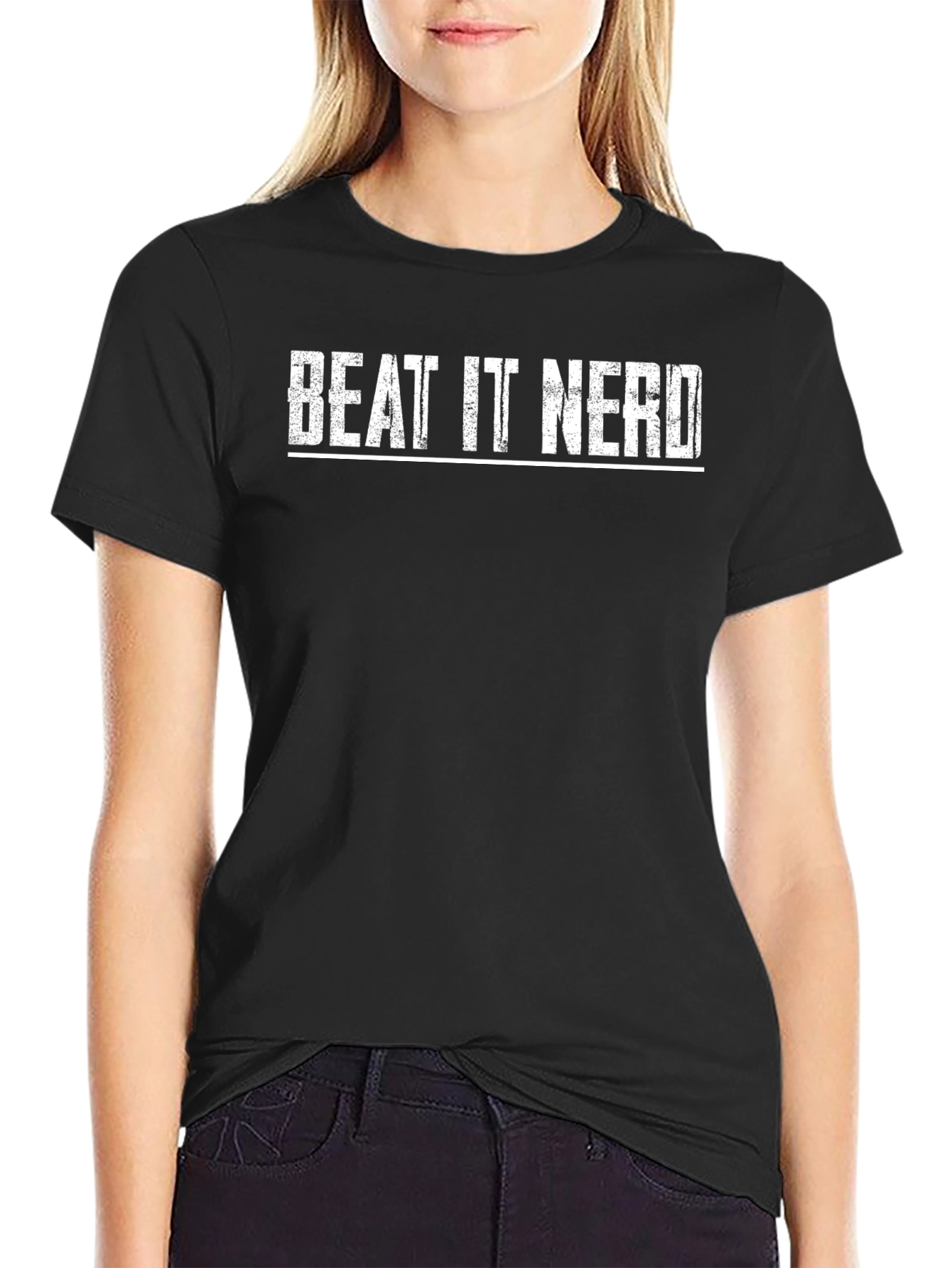 Beat It Nerd Graphic T-Shirt - Black