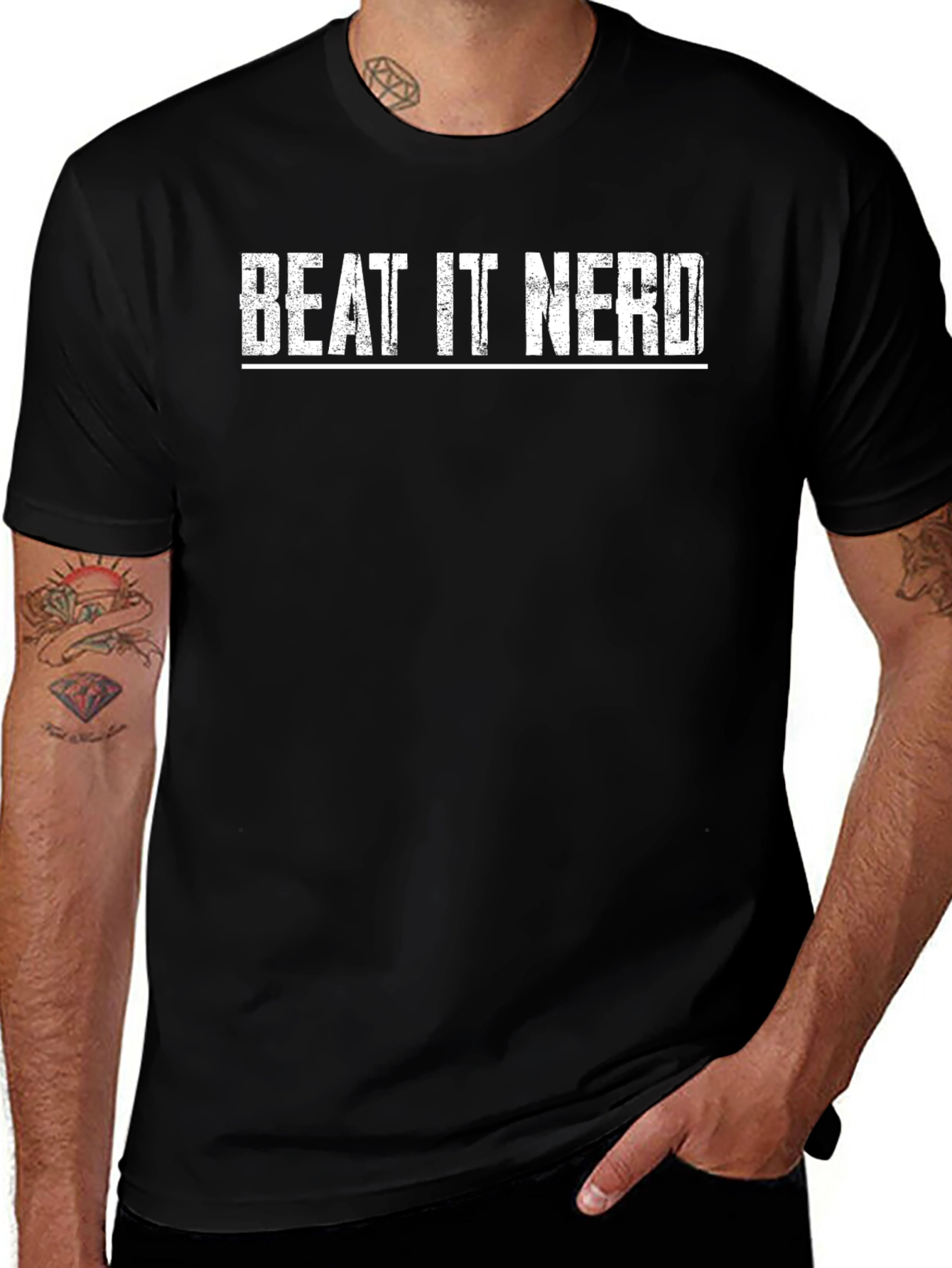 Beat It Nerd Graphic T-Shirt - Black
