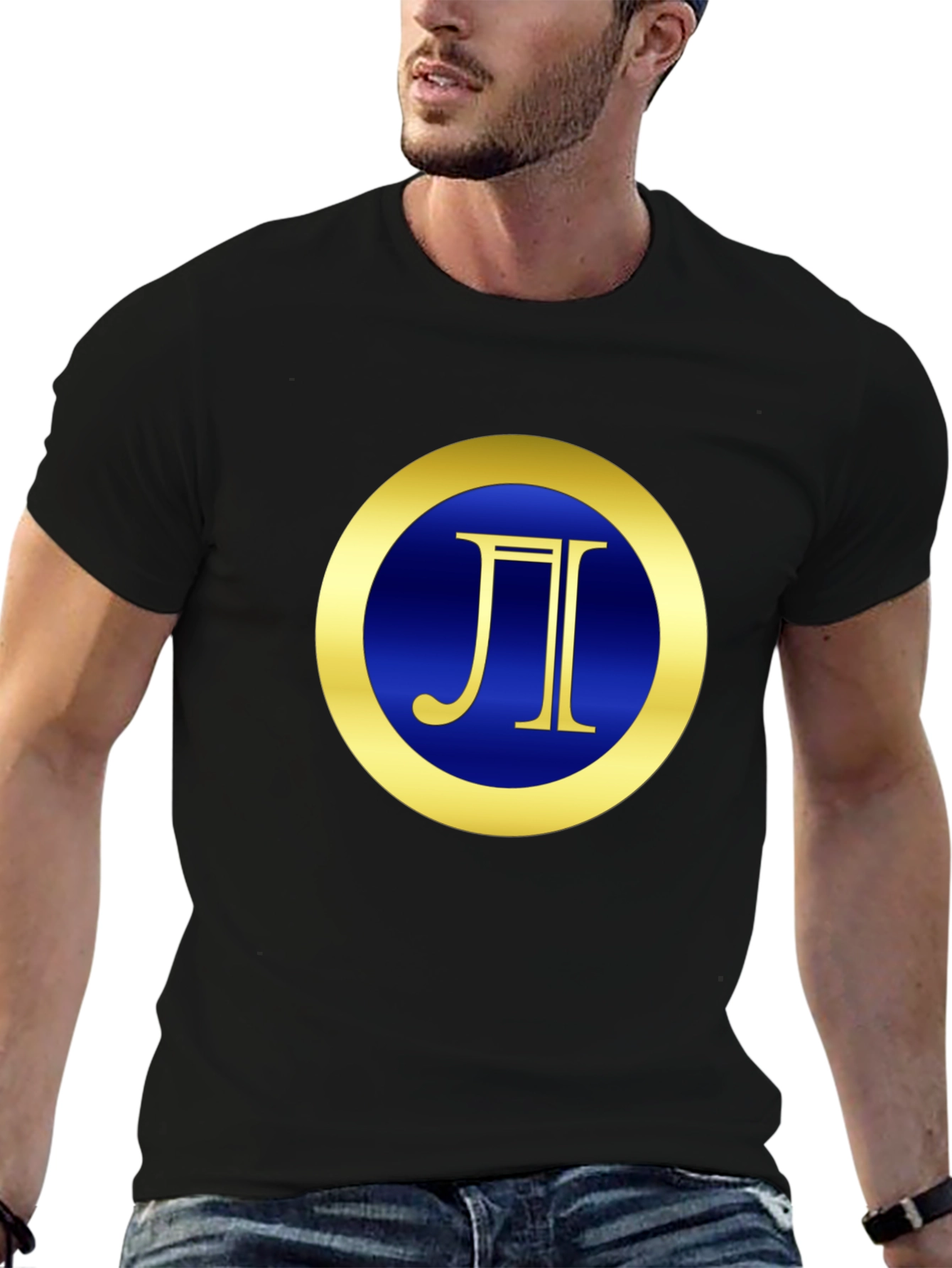 Stylish Black T-Shirt with Geometric Design