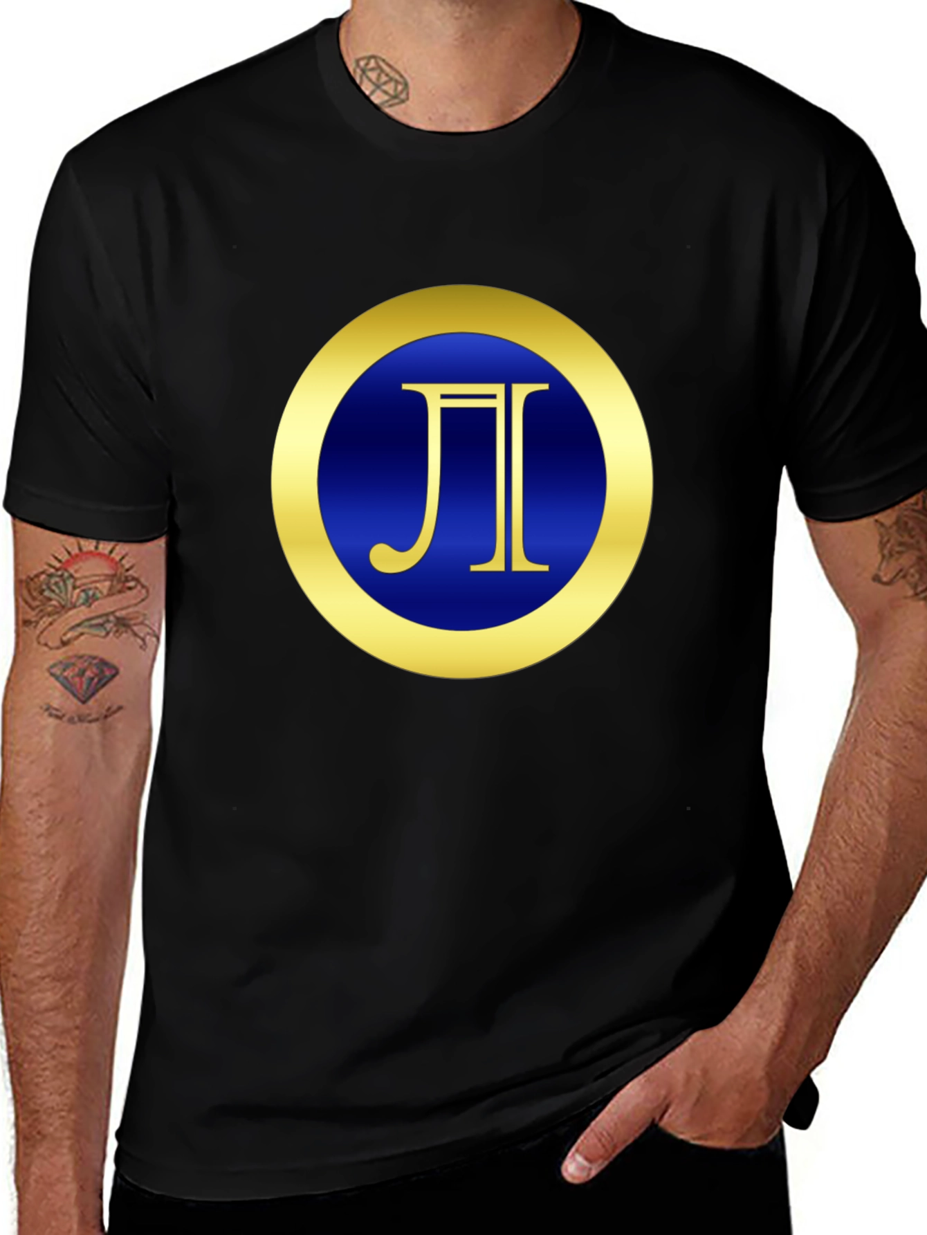 Stylish Black T-Shirt with Geometric Design