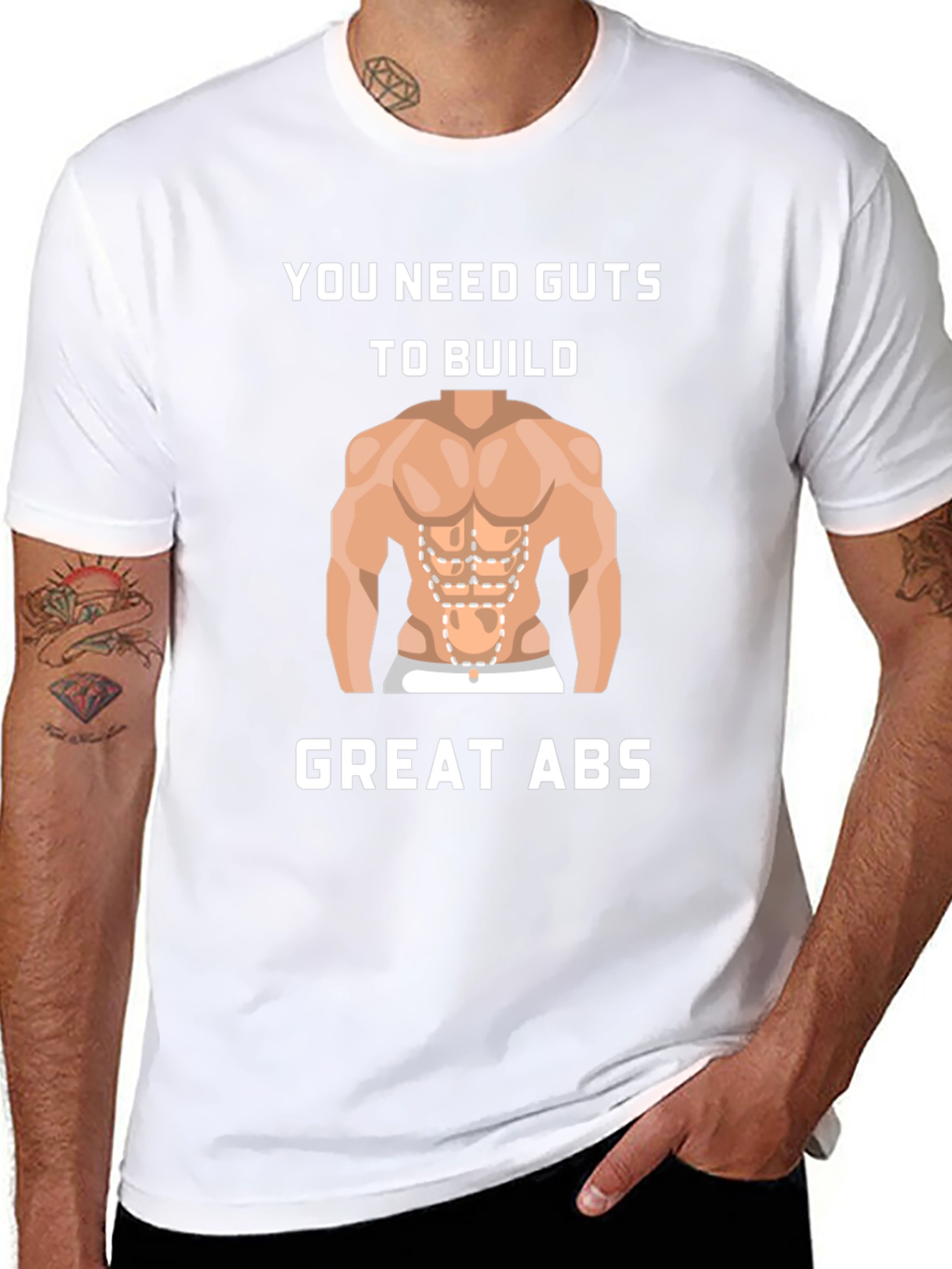 Guts To Build Great Abs Black T-Shirt