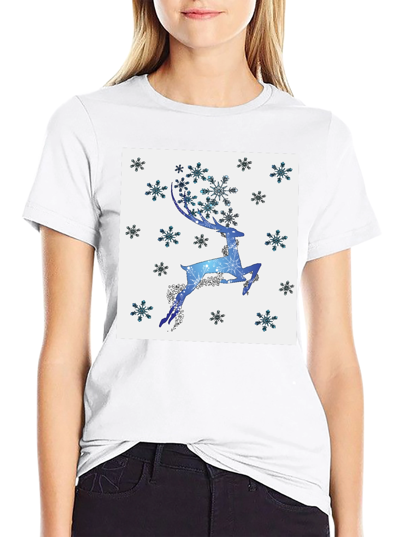 Winter Reindeer Snowflake Graphic Tee
