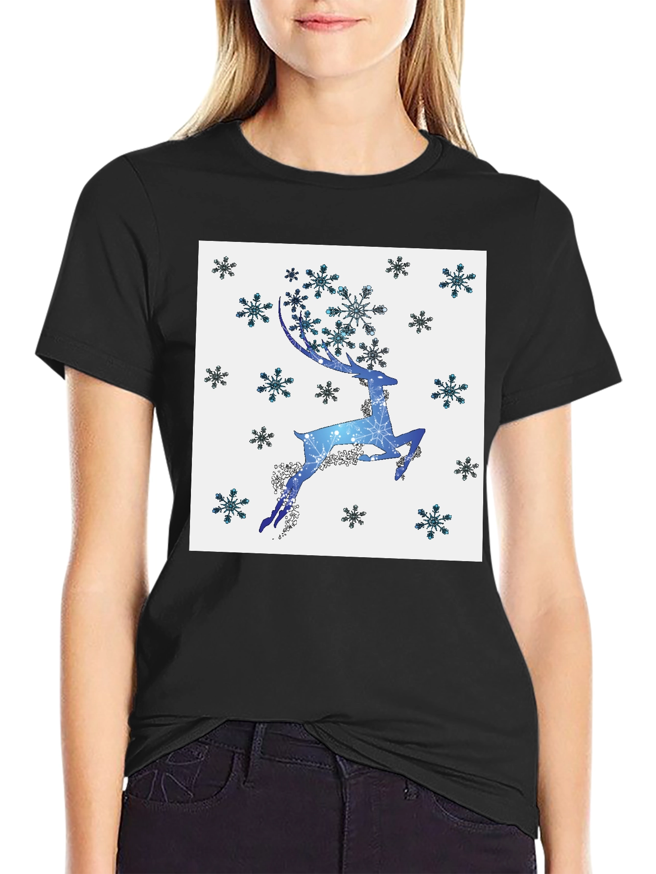 Winter Reindeer Snowflake Graphic Tee