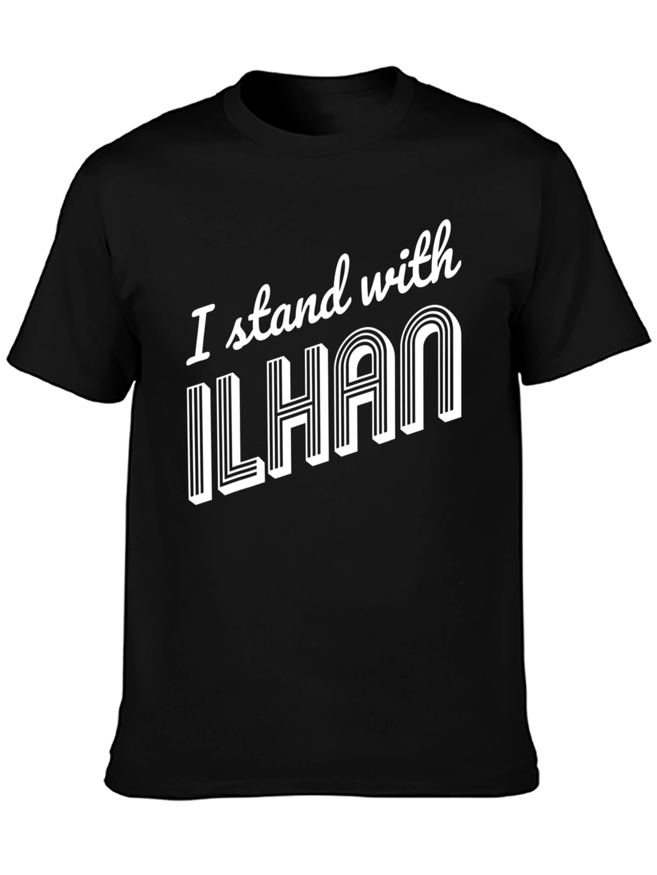 I Stand With Ilhan Black Graphic T-Shirt