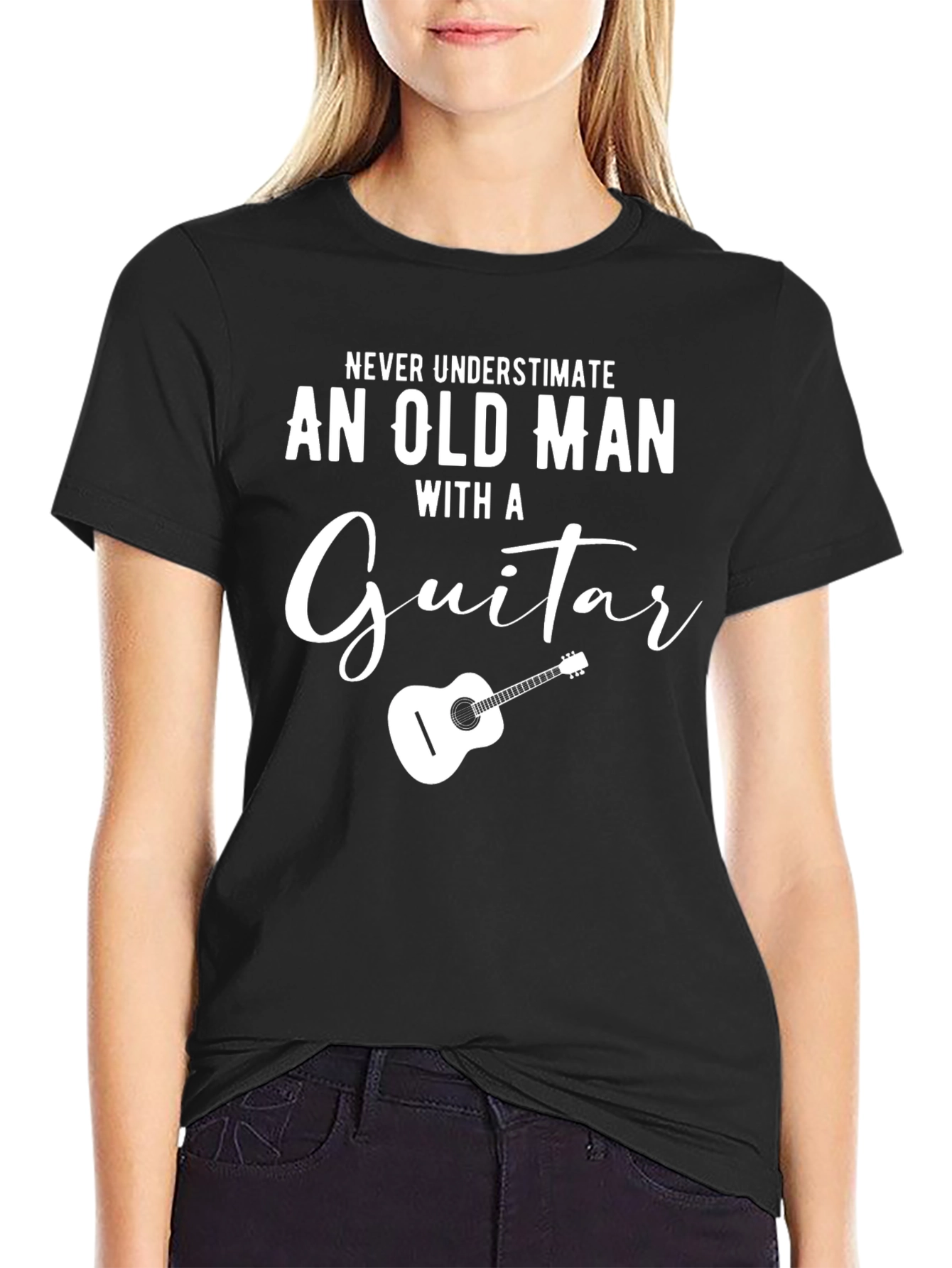 Old Man Guitar T-Shirt - Never Underestimate Graphic Tee