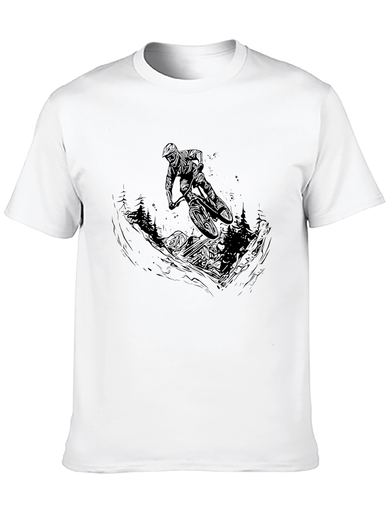 Mountain Biker Graphic Tee - Black Cotton