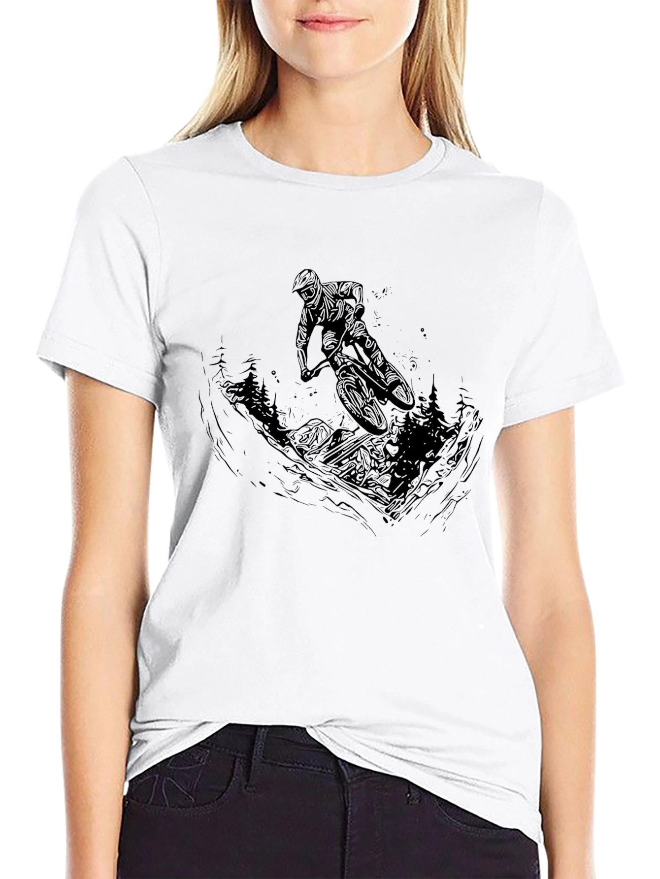 Mountain Biker Graphic Tee - Black Cotton