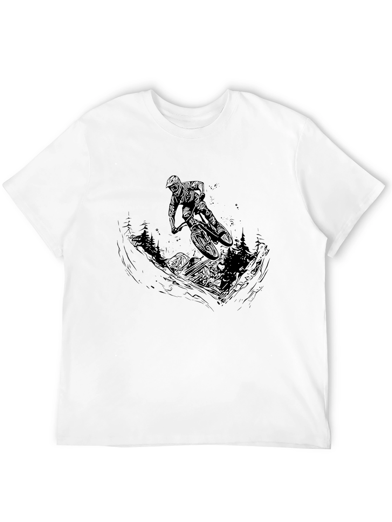 Mountain Biker Graphic Tee - Black Cotton