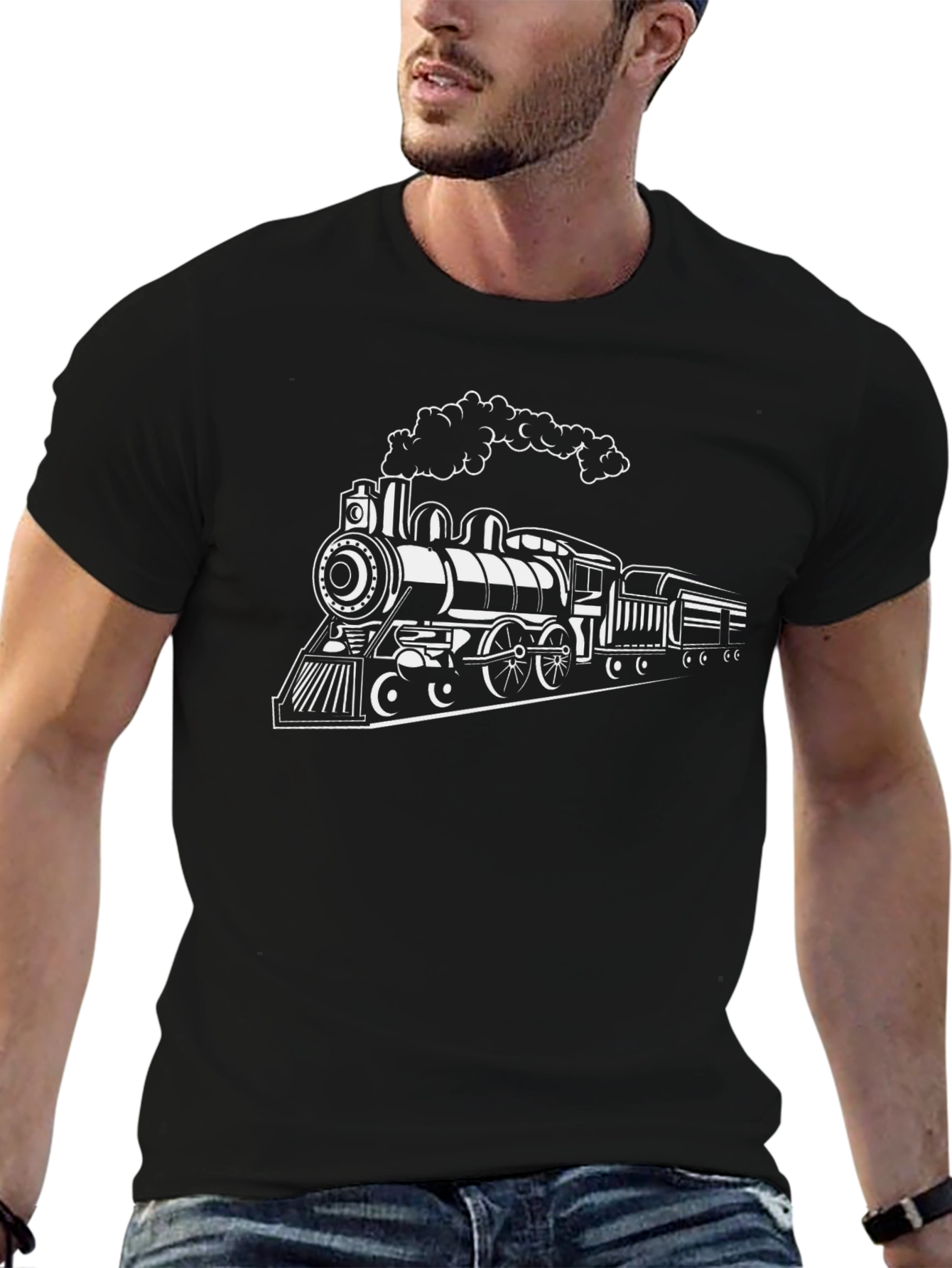 Classic Train Graphic Tee - Black Cotton