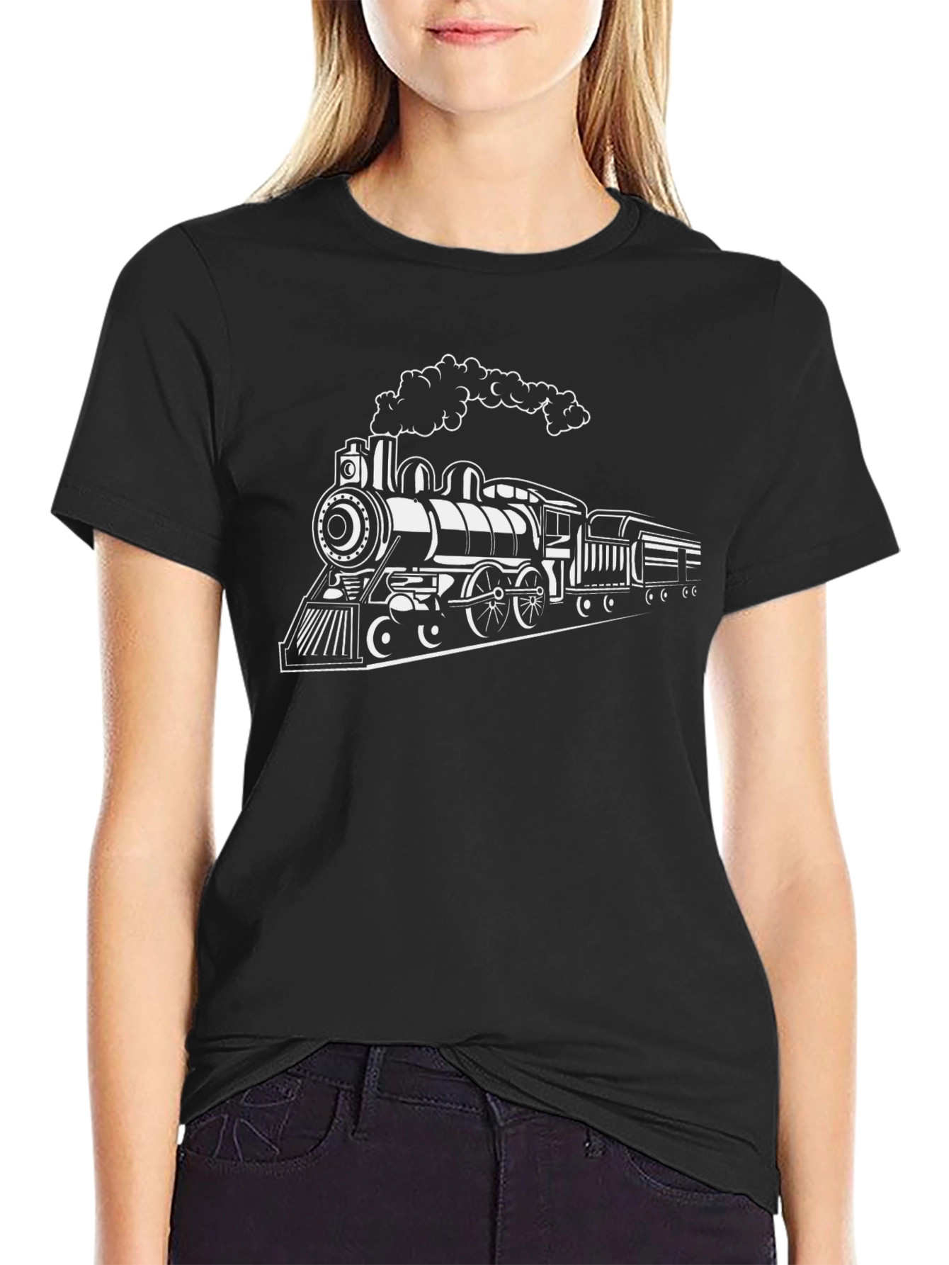 Classic Train Graphic Tee - Black Cotton