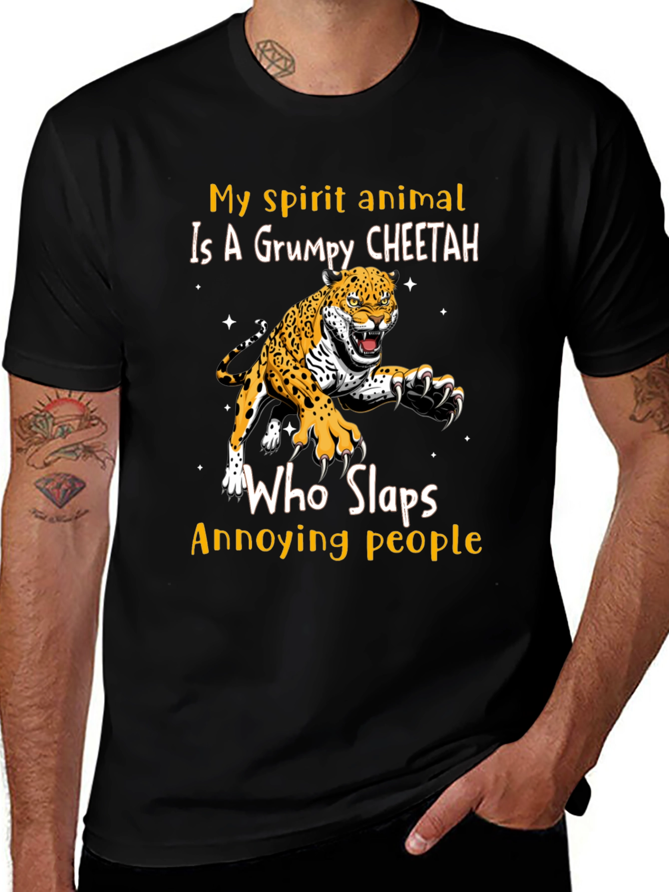 Grumpy Cheetah Slaps Annoying People T-Shirt