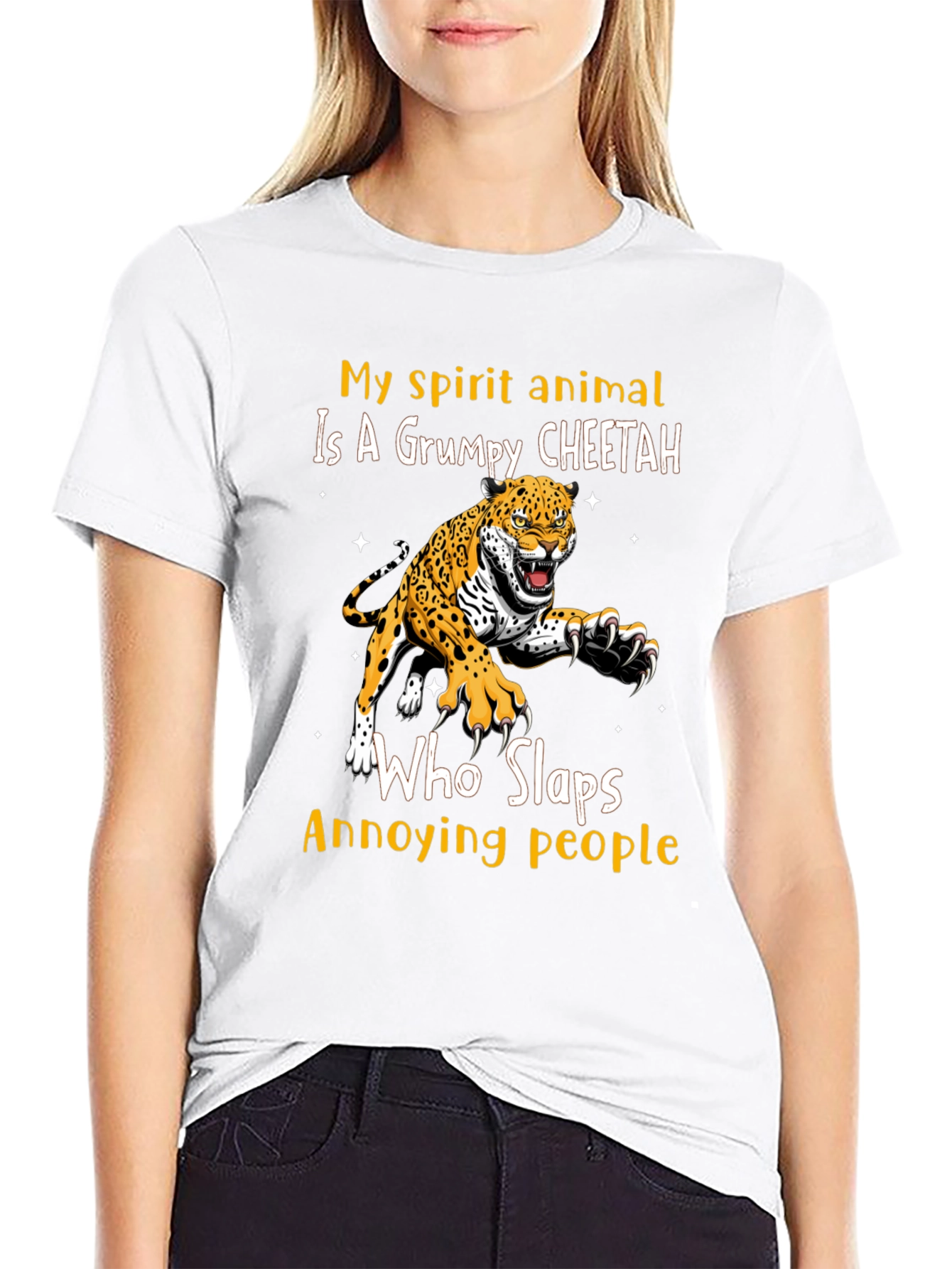 Grumpy Cheetah Slaps Annoying People T-Shirt