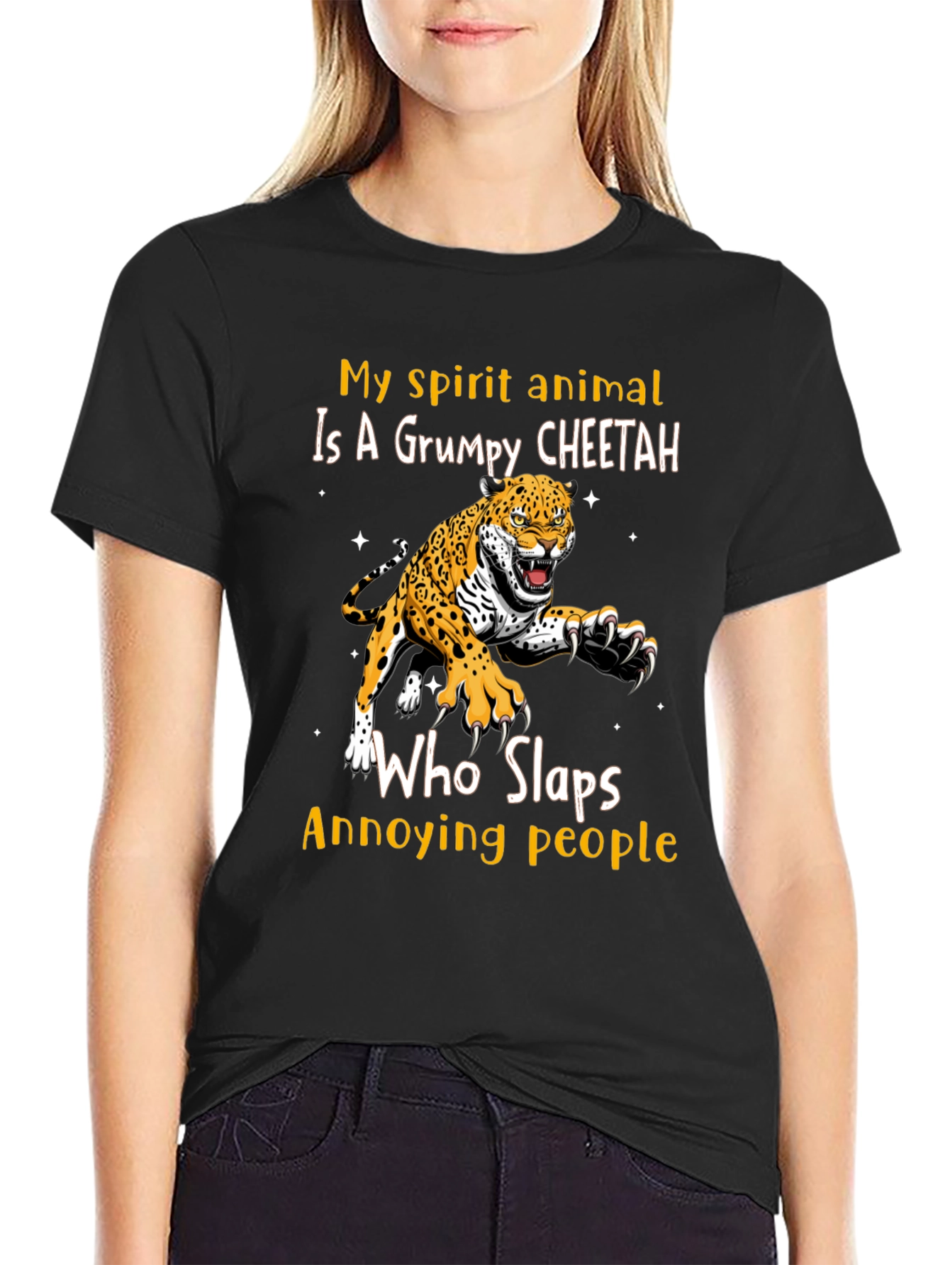 Grumpy Cheetah Slaps Annoying People T-Shirt