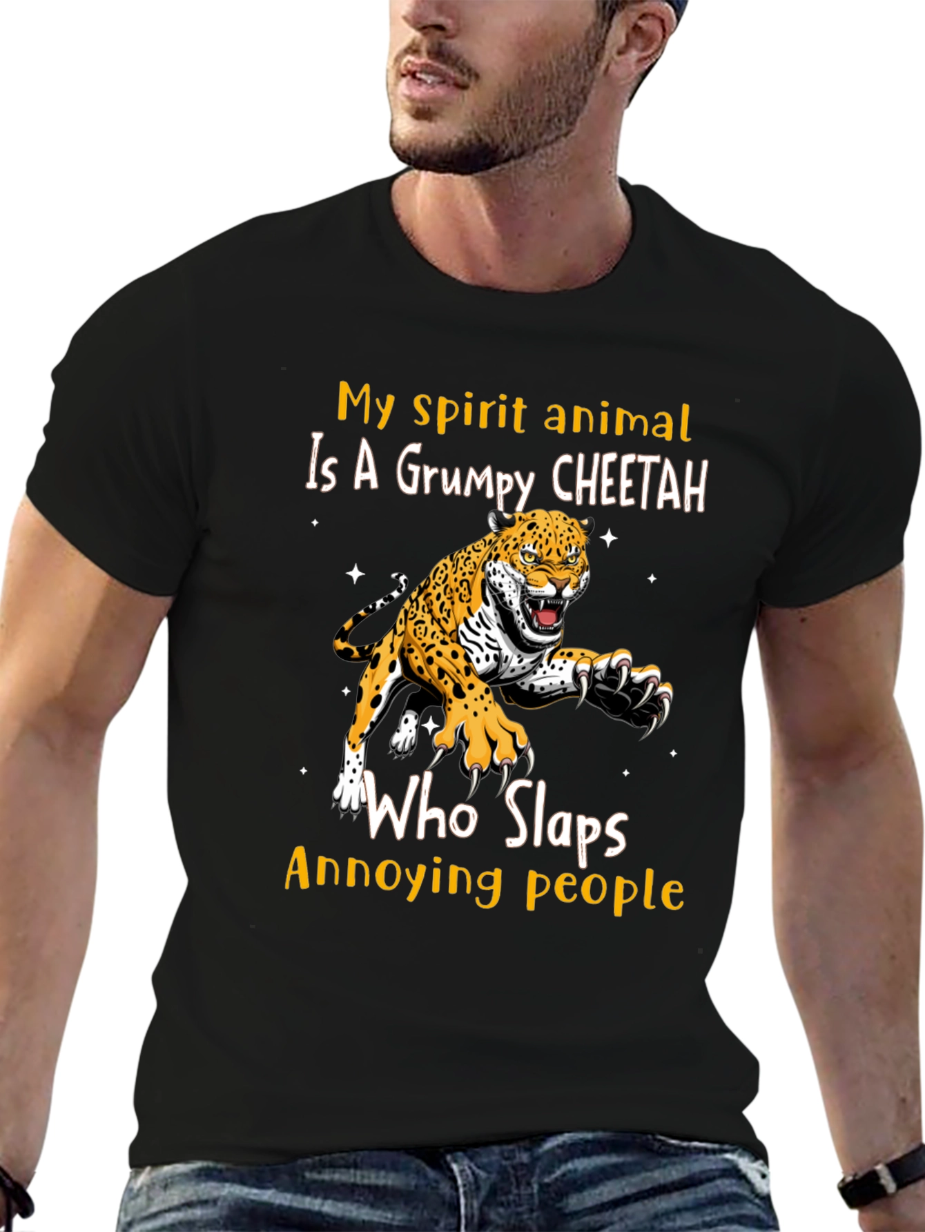 Grumpy Cheetah Slaps Annoying People T-Shirt