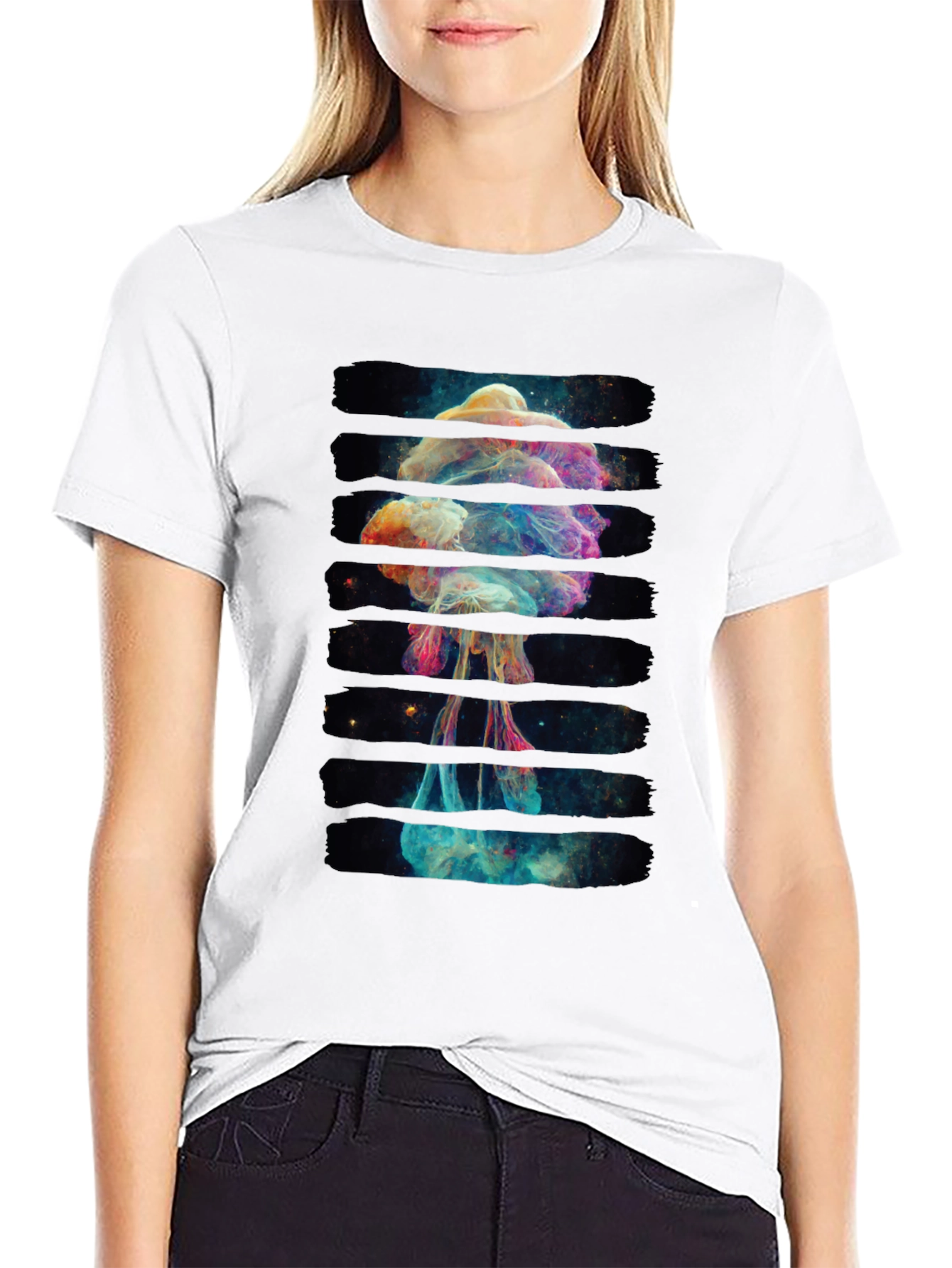 Cosmic Jellyfish Graphic Black T-Shirt