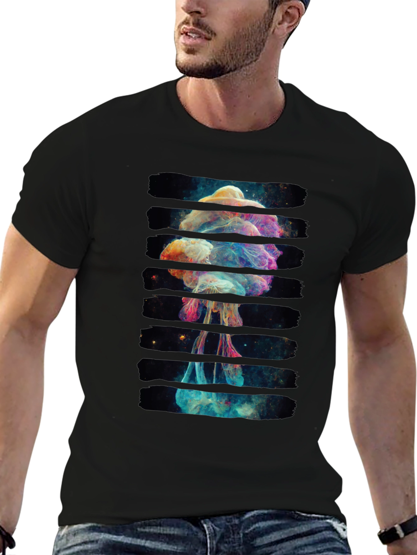 Cosmic Jellyfish Graphic Black T-Shirt