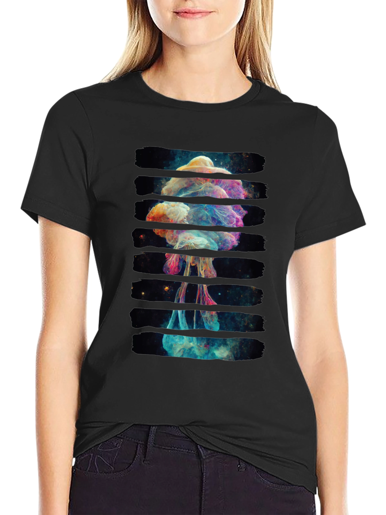 Cosmic Jellyfish Graphic Black T-Shirt