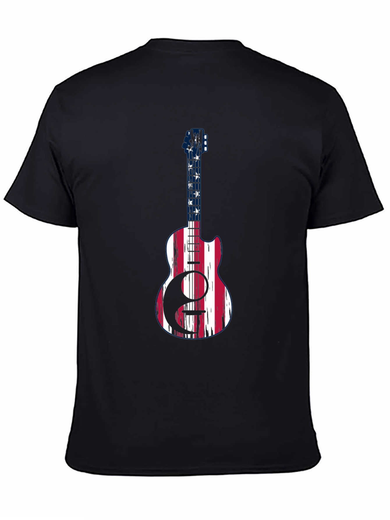 Patriotic Guitar Graphic Tee - USA Flag Design