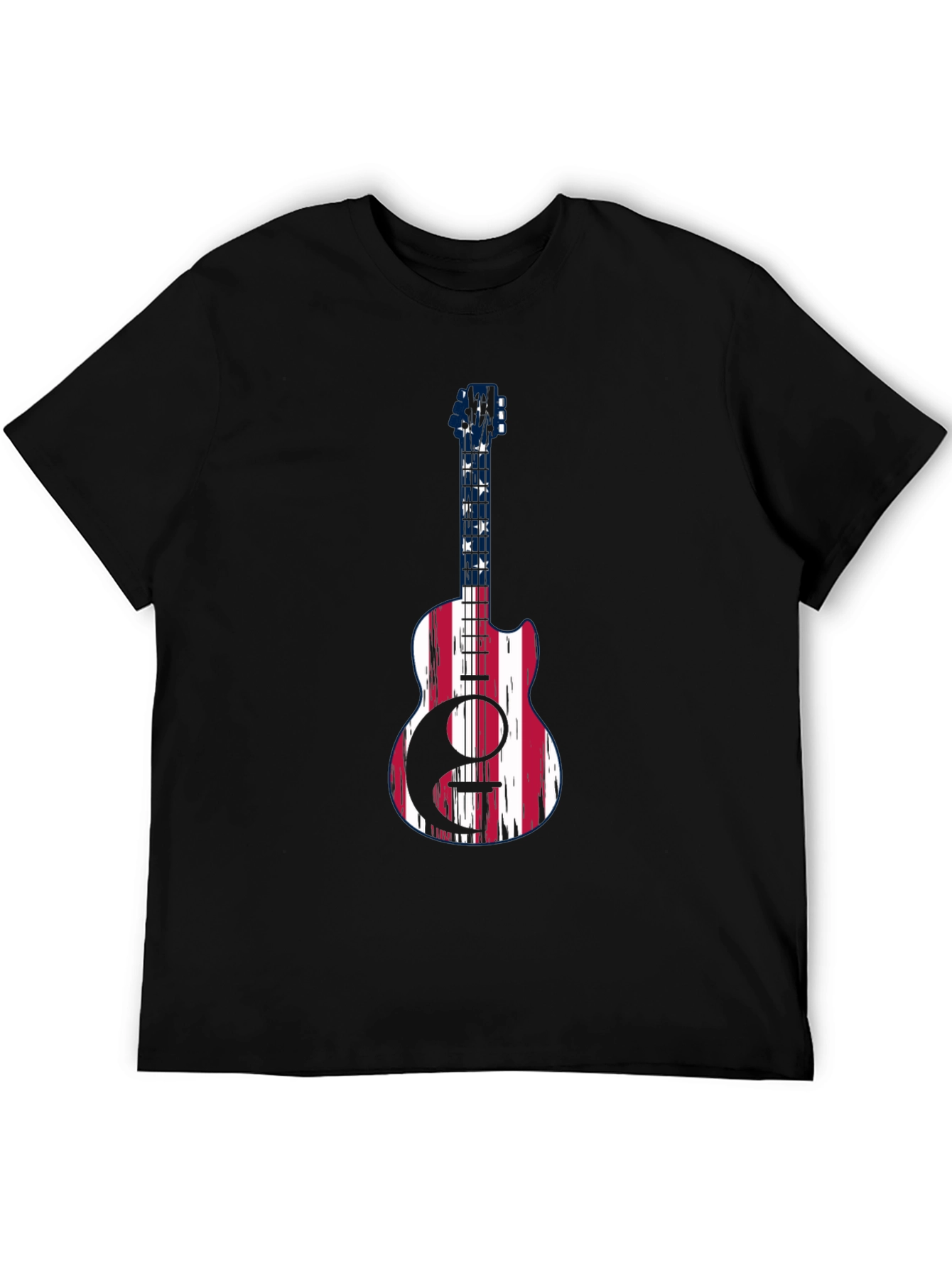 Patriotic Guitar Graphic Tee - USA Flag Design