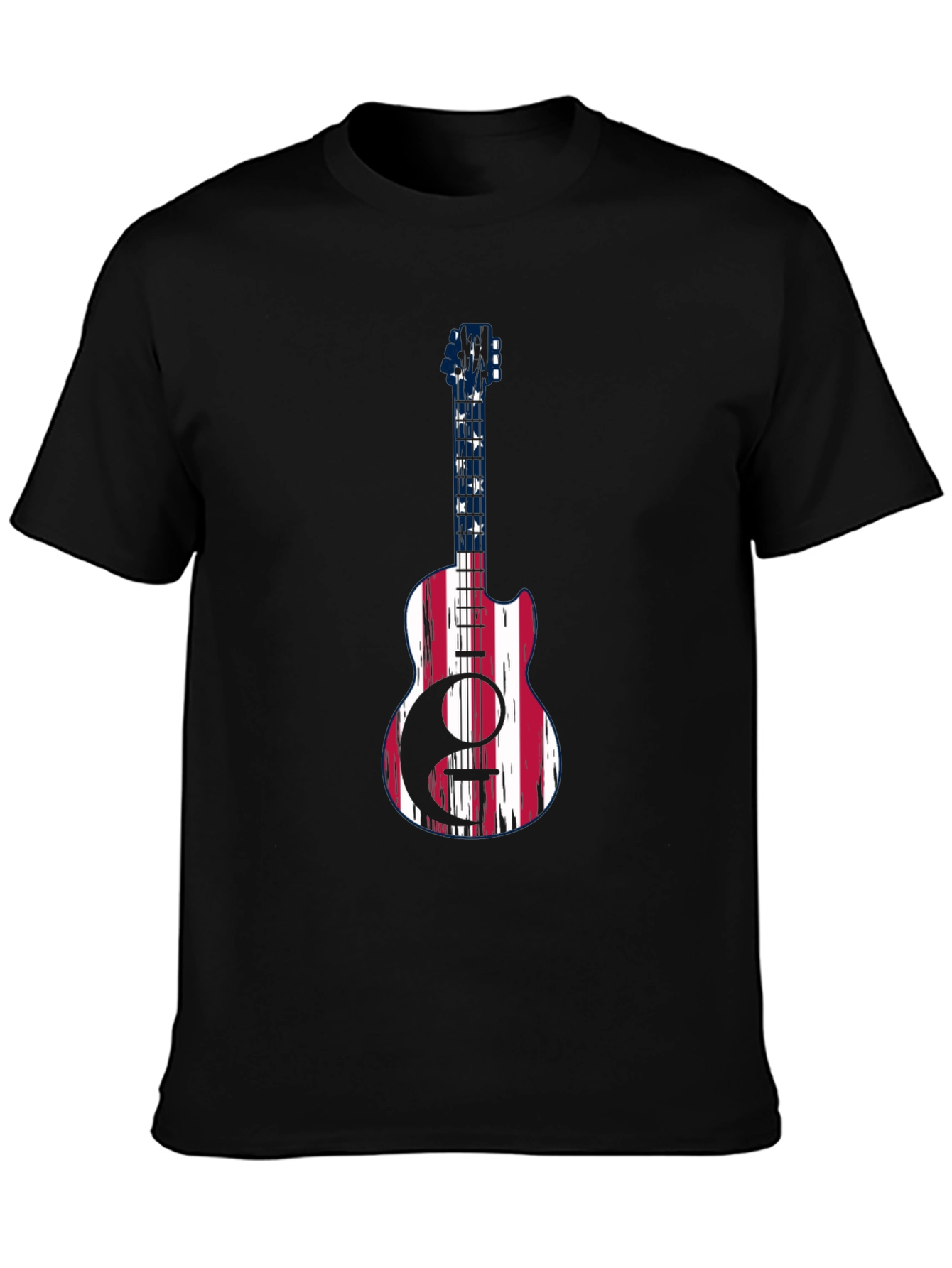 Patriotic Guitar Graphic Tee - USA Flag Design