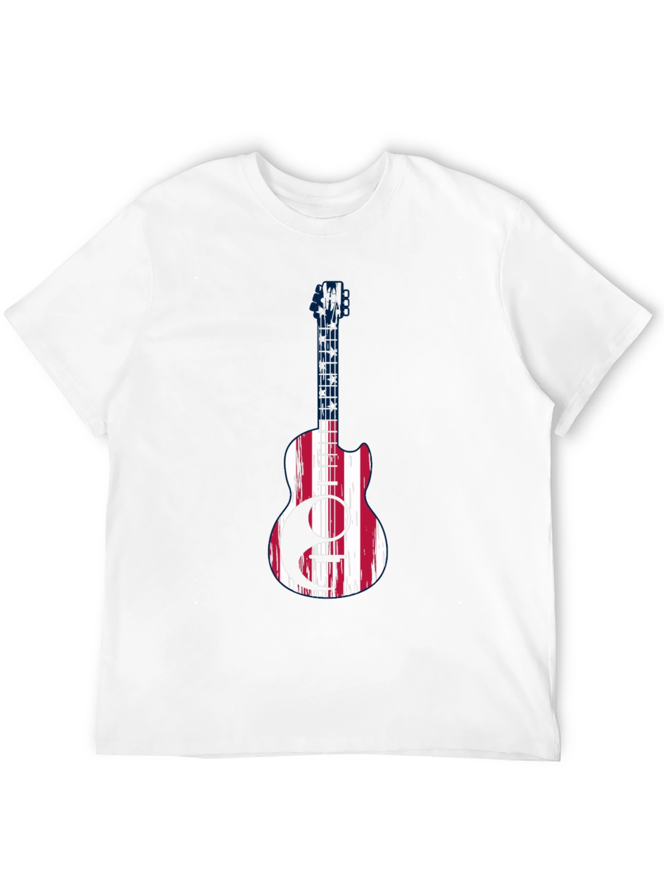 Patriotic Guitar Graphic Tee - USA Flag Design