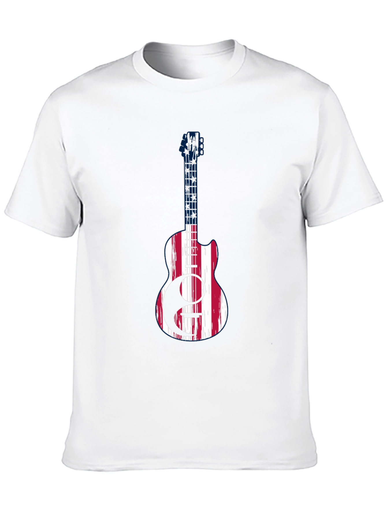 Patriotic Guitar Graphic Tee - USA Flag Design