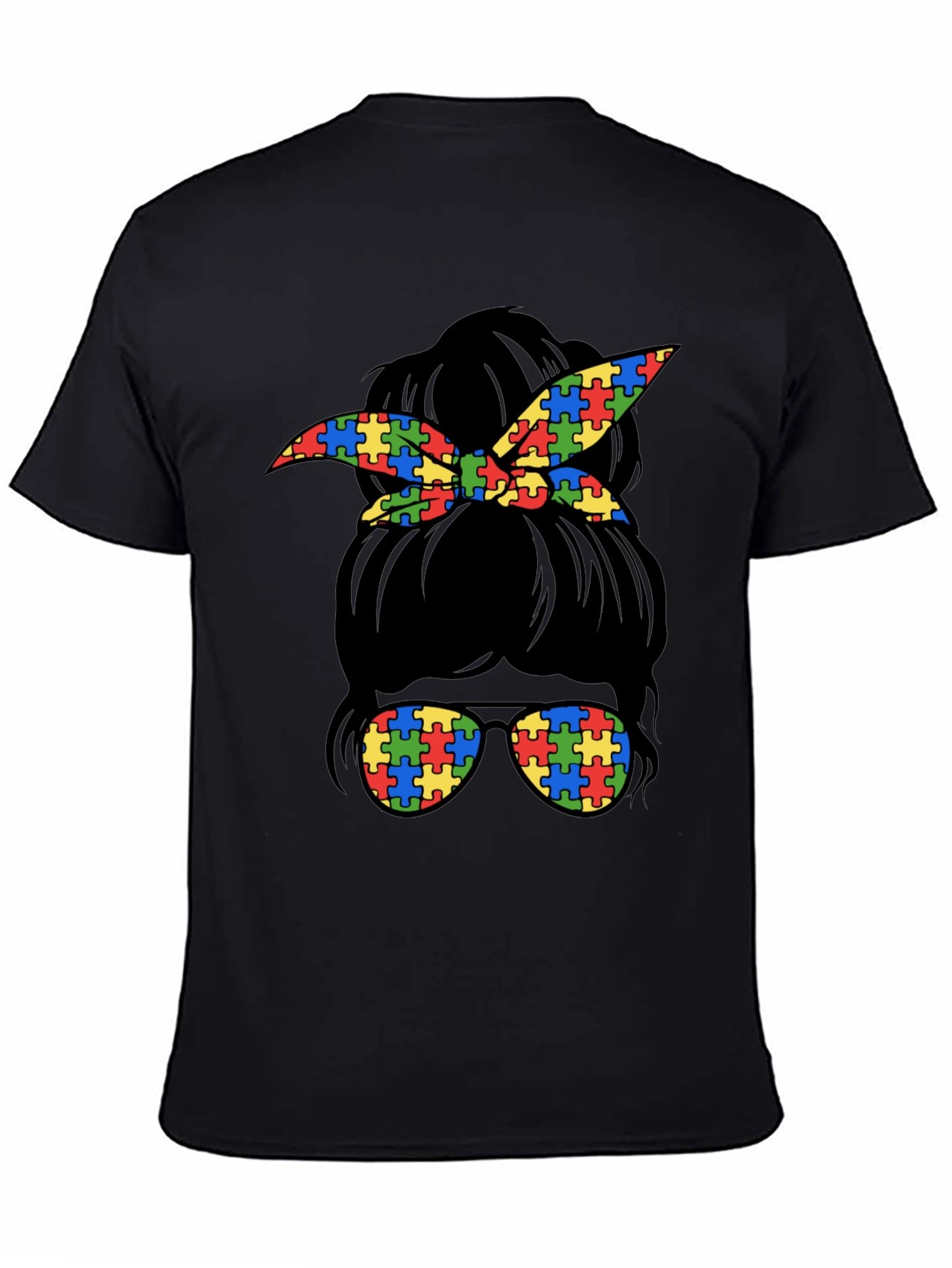 Autism Awareness Messy Bun T-Shirt