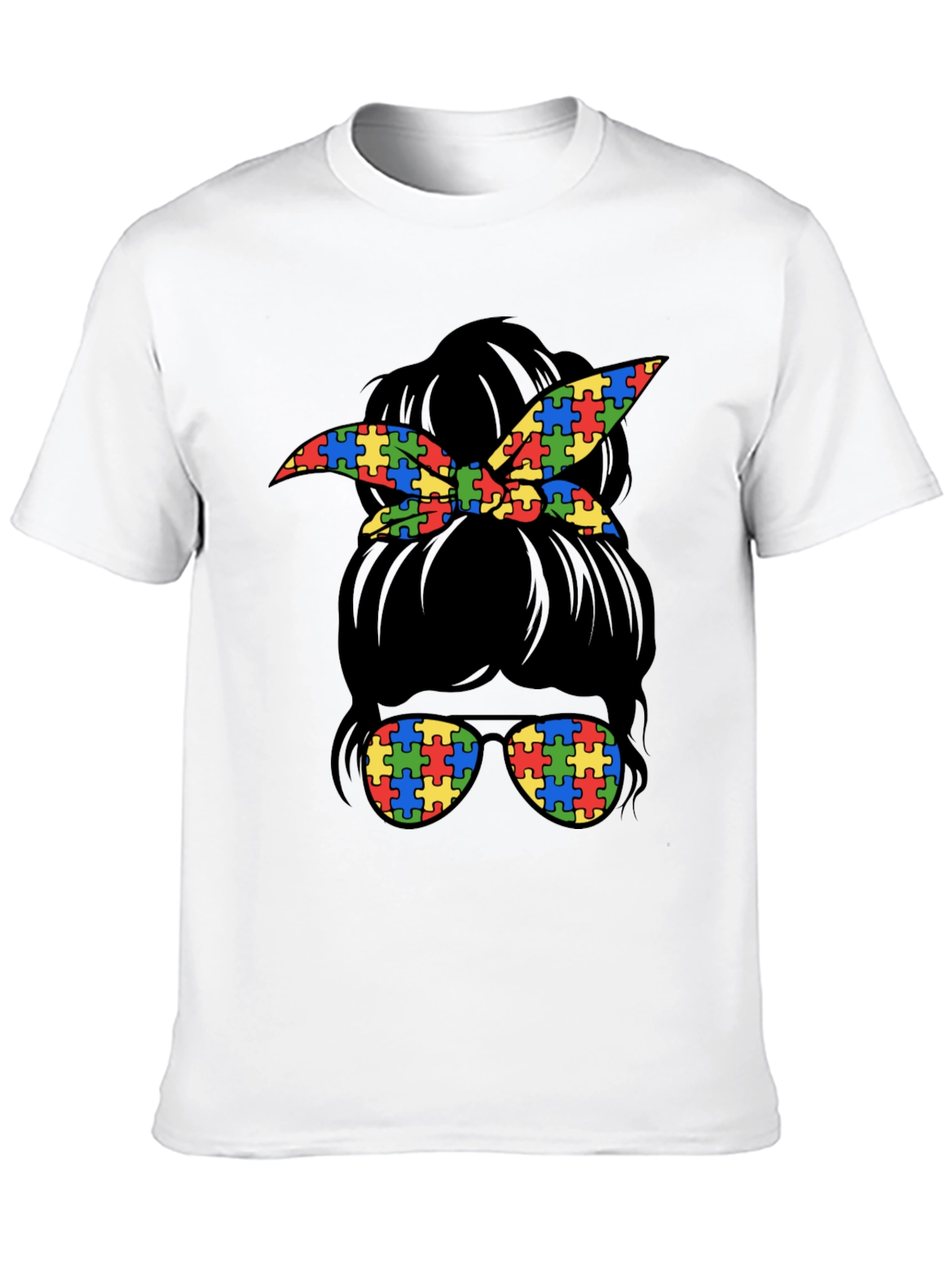 Autism Awareness Messy Bun T-Shirt
