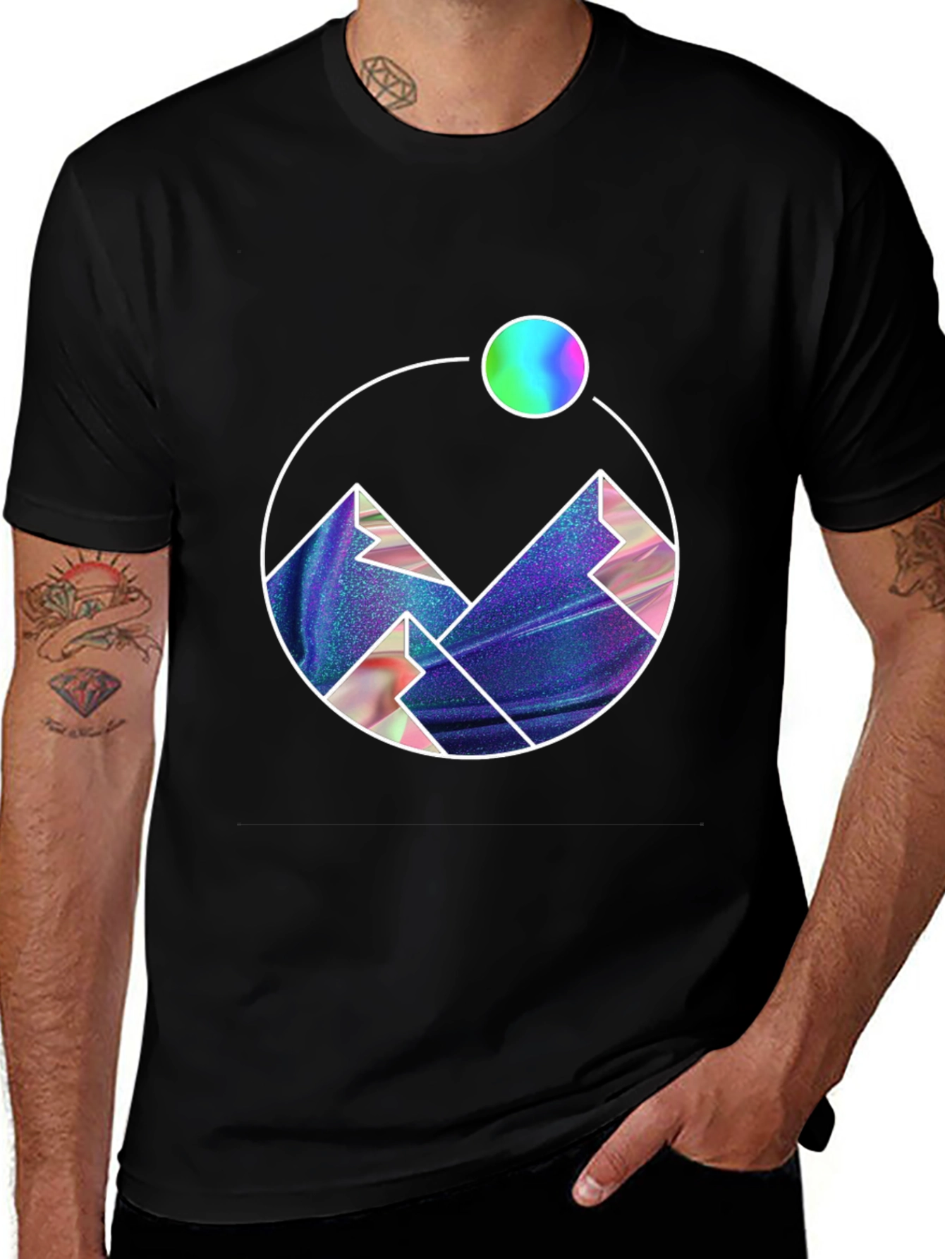 Mountainscape Graphic Tee - Black Cotton Blend