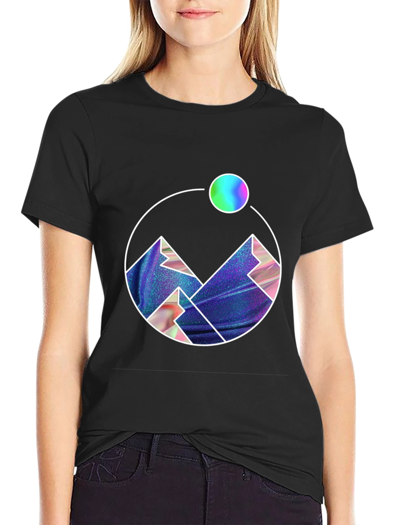 Mountainscape Graphic Tee - Black Cotton Blend