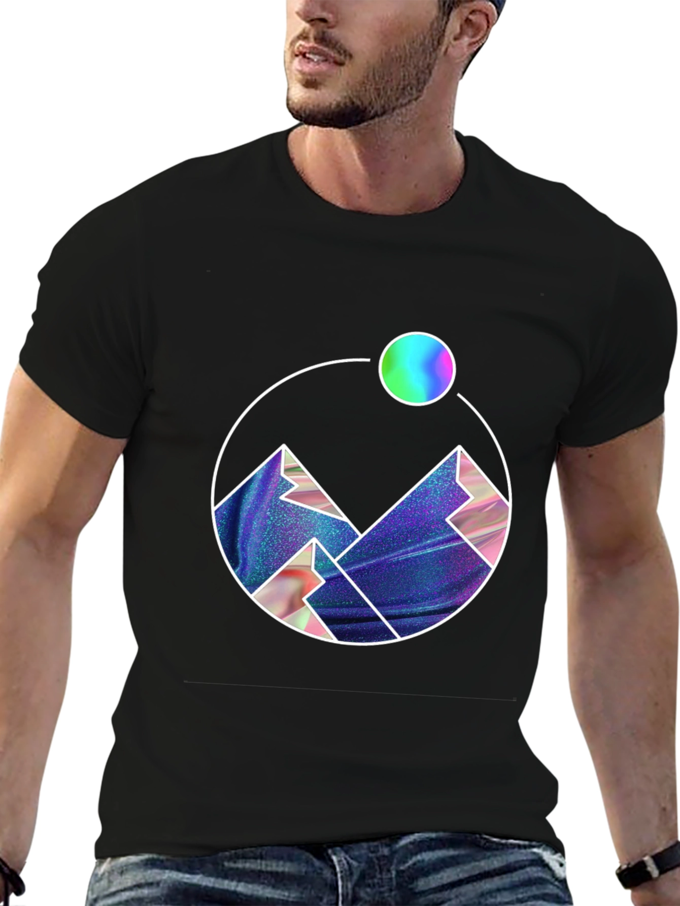 Mountainscape Graphic Tee - Black Cotton Blend