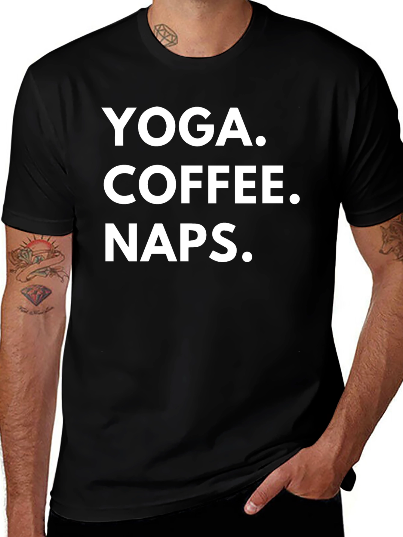 Yoga Coffee Naps Black Graphic T-Shirt