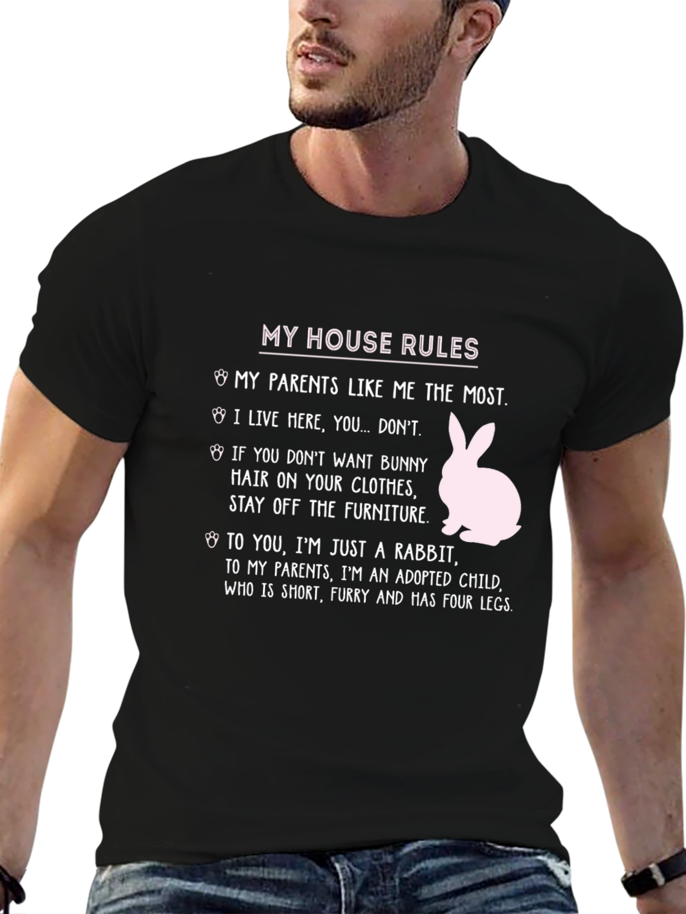 Funny Rabbit House Rules T-Shirt