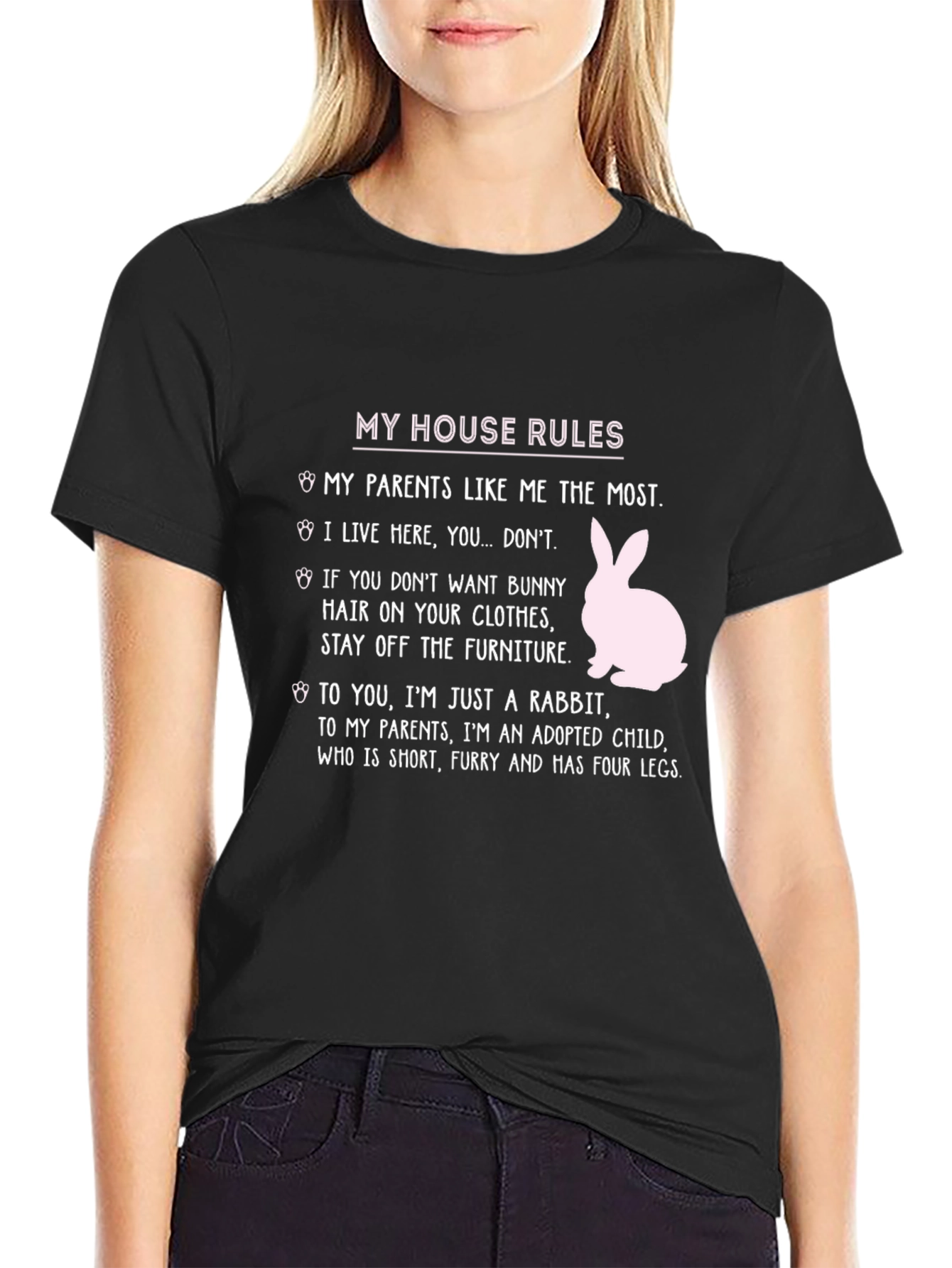 Funny Rabbit House Rules T-Shirt