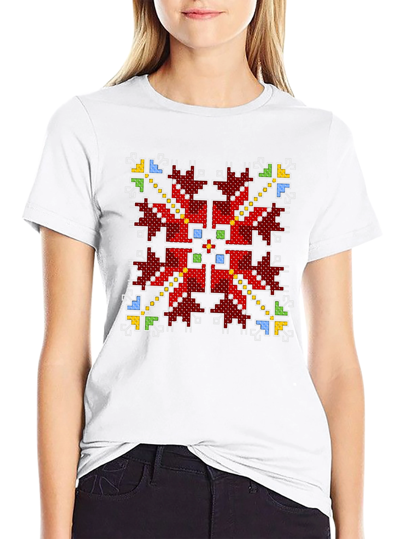 Pixel Art Pattern Black T-Shirt