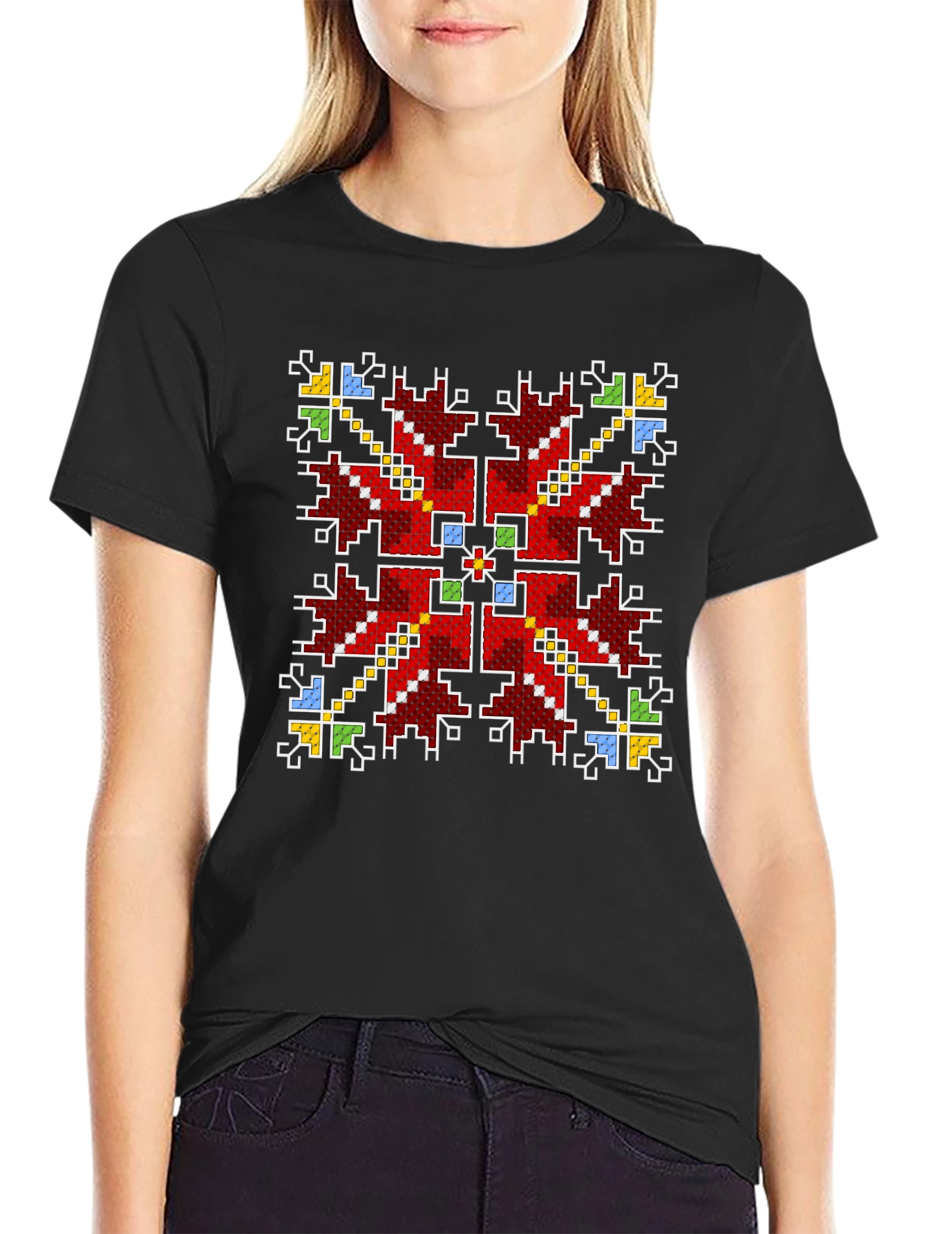 Pixel Art Pattern Black T-Shirt