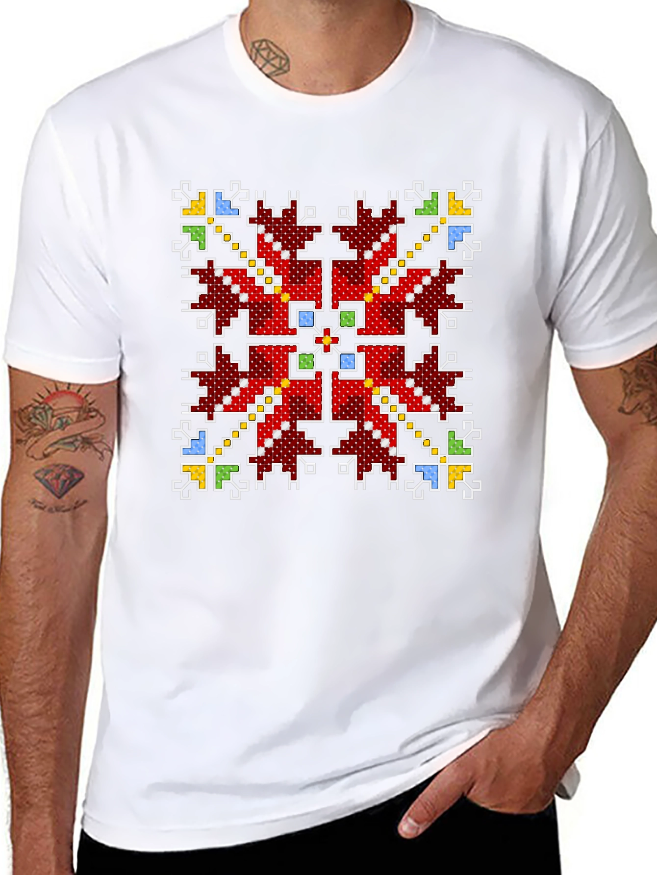 Pixel Art Pattern Black T-Shirt