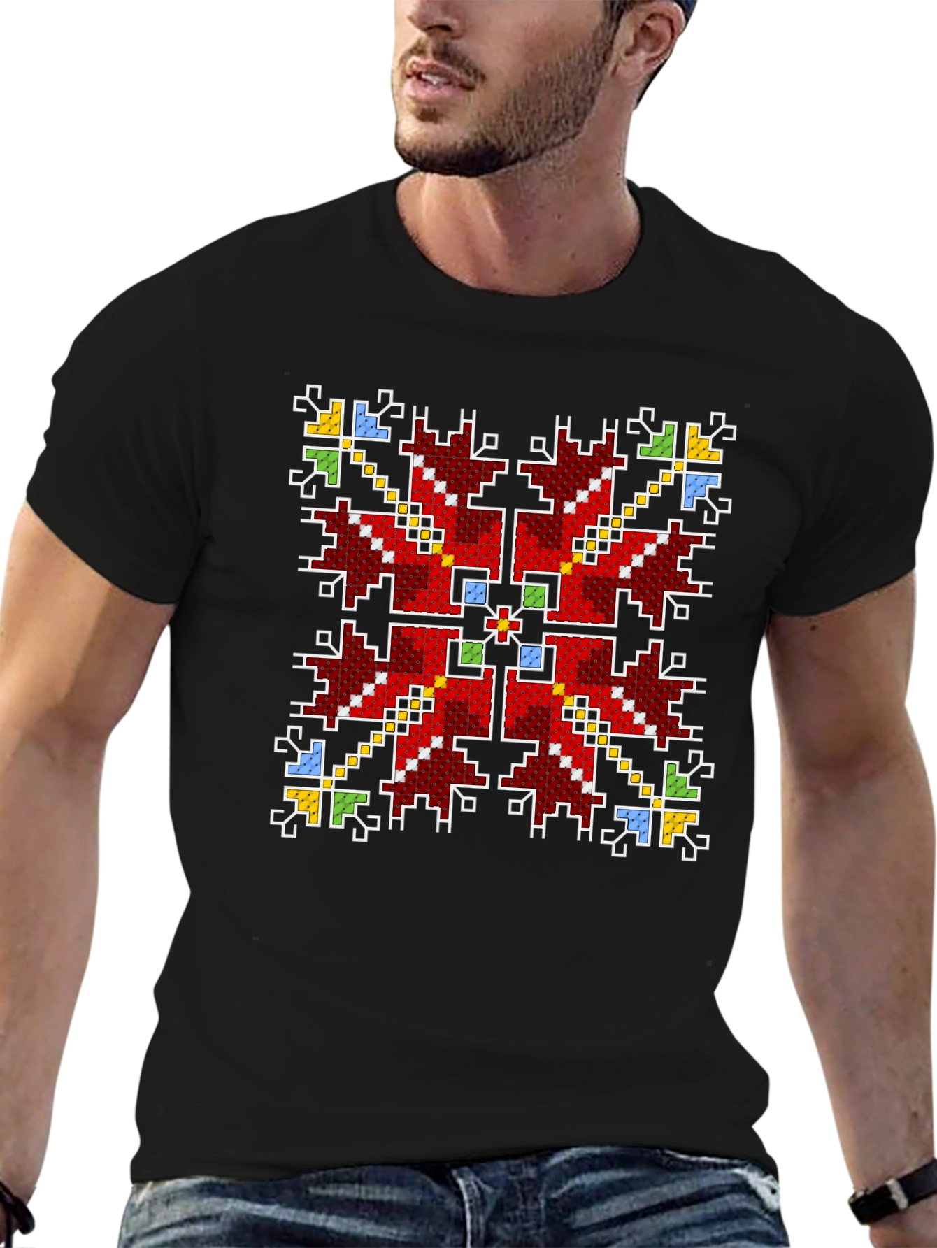 Pixel Art Pattern Black T-Shirt