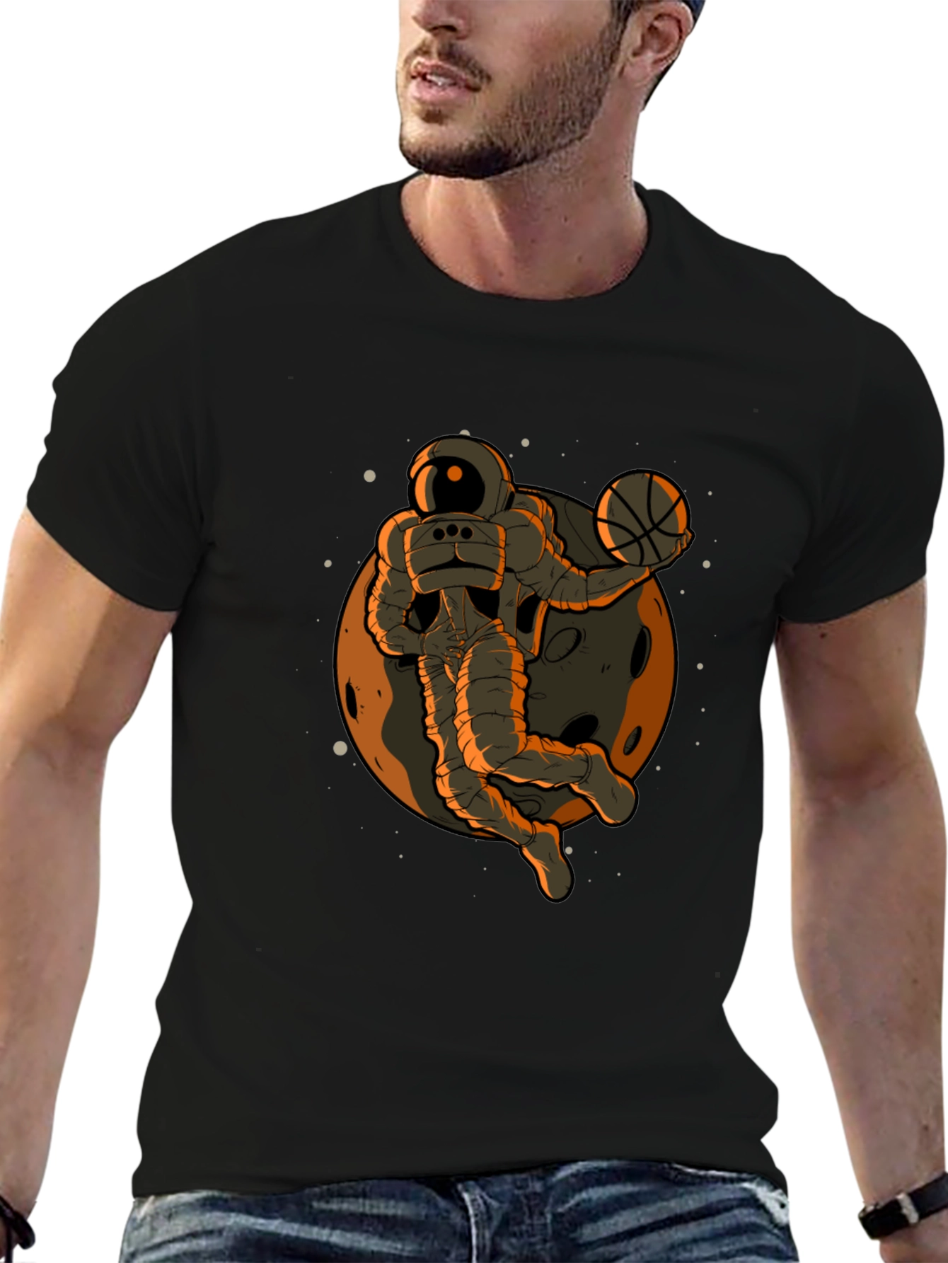 Astronaut Dunk Black T-Shirt - Space Basketball Fan Apparel