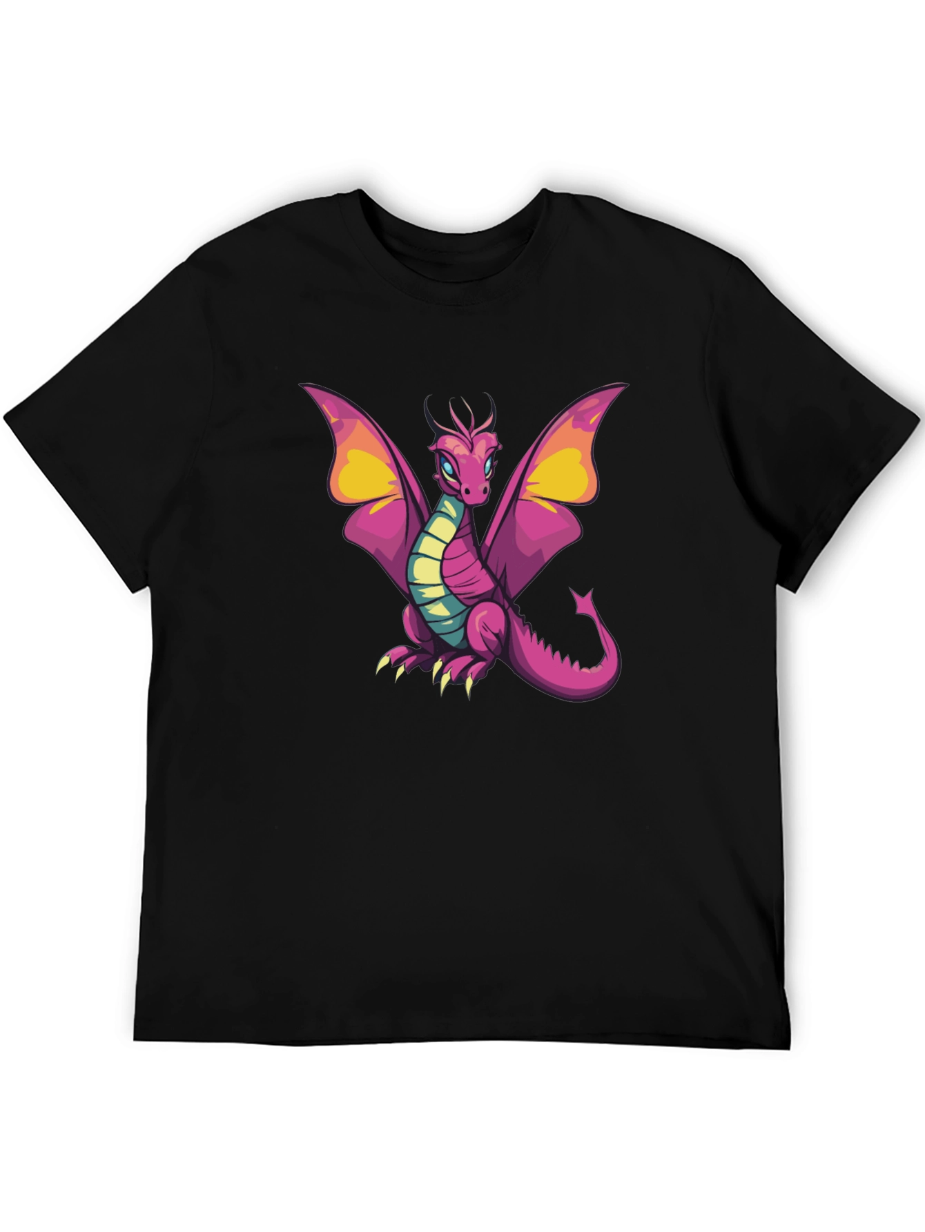 Cartoon Dragon Graphic T-Shirt - Black