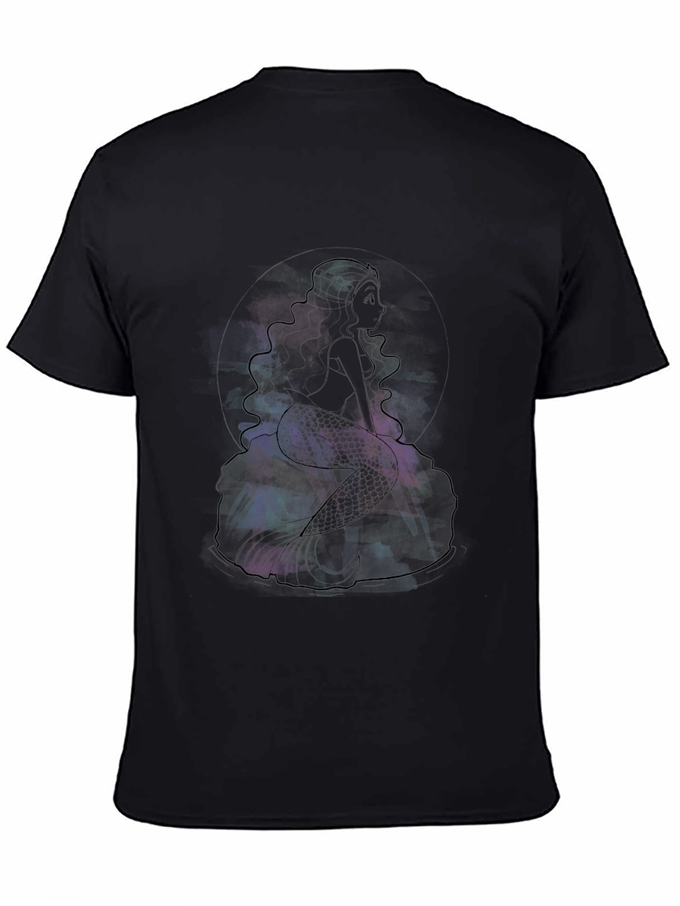 Galaxy Mermaid Graphic Tee - Black