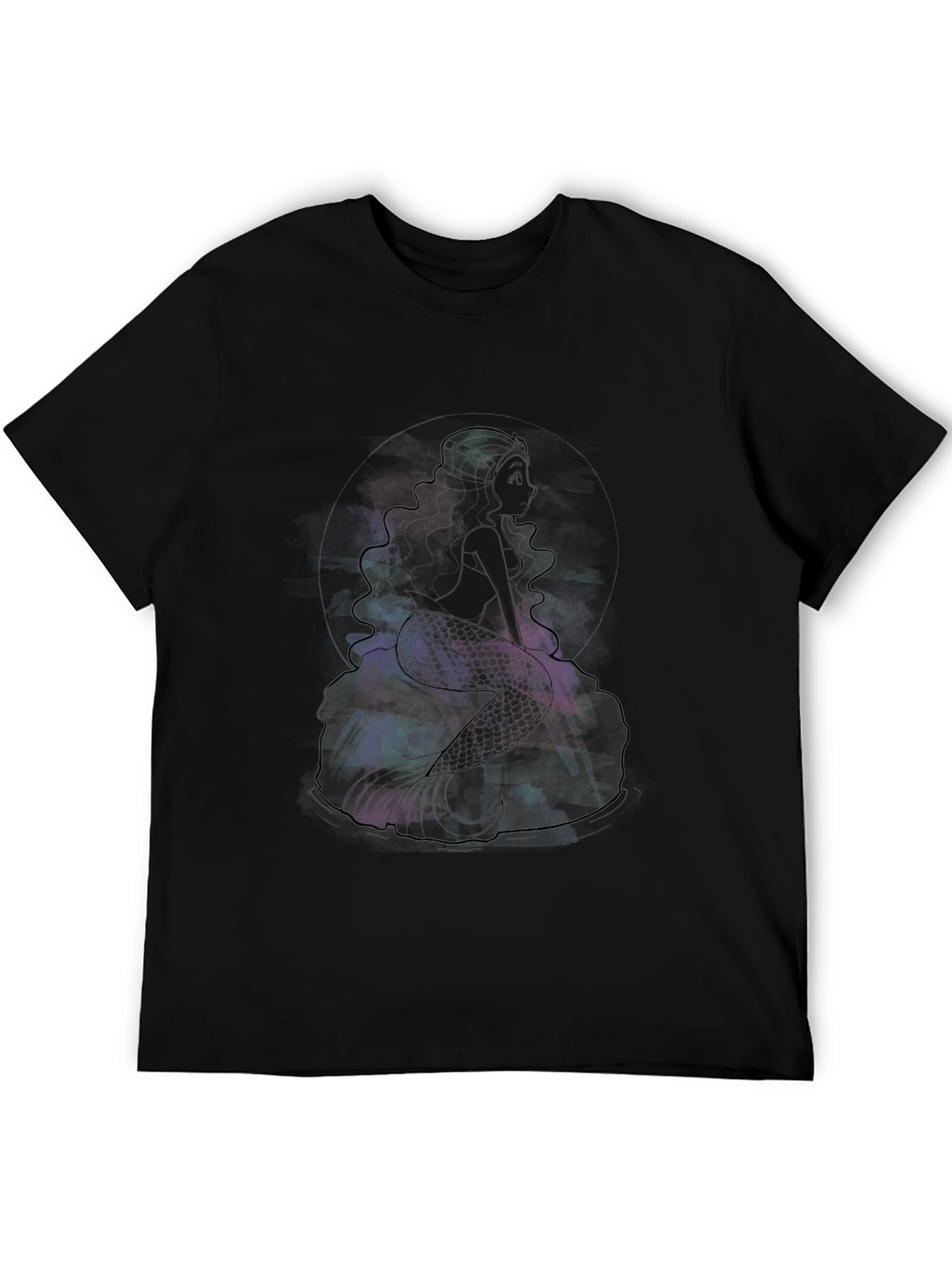 Galaxy Mermaid Graphic Tee - Black