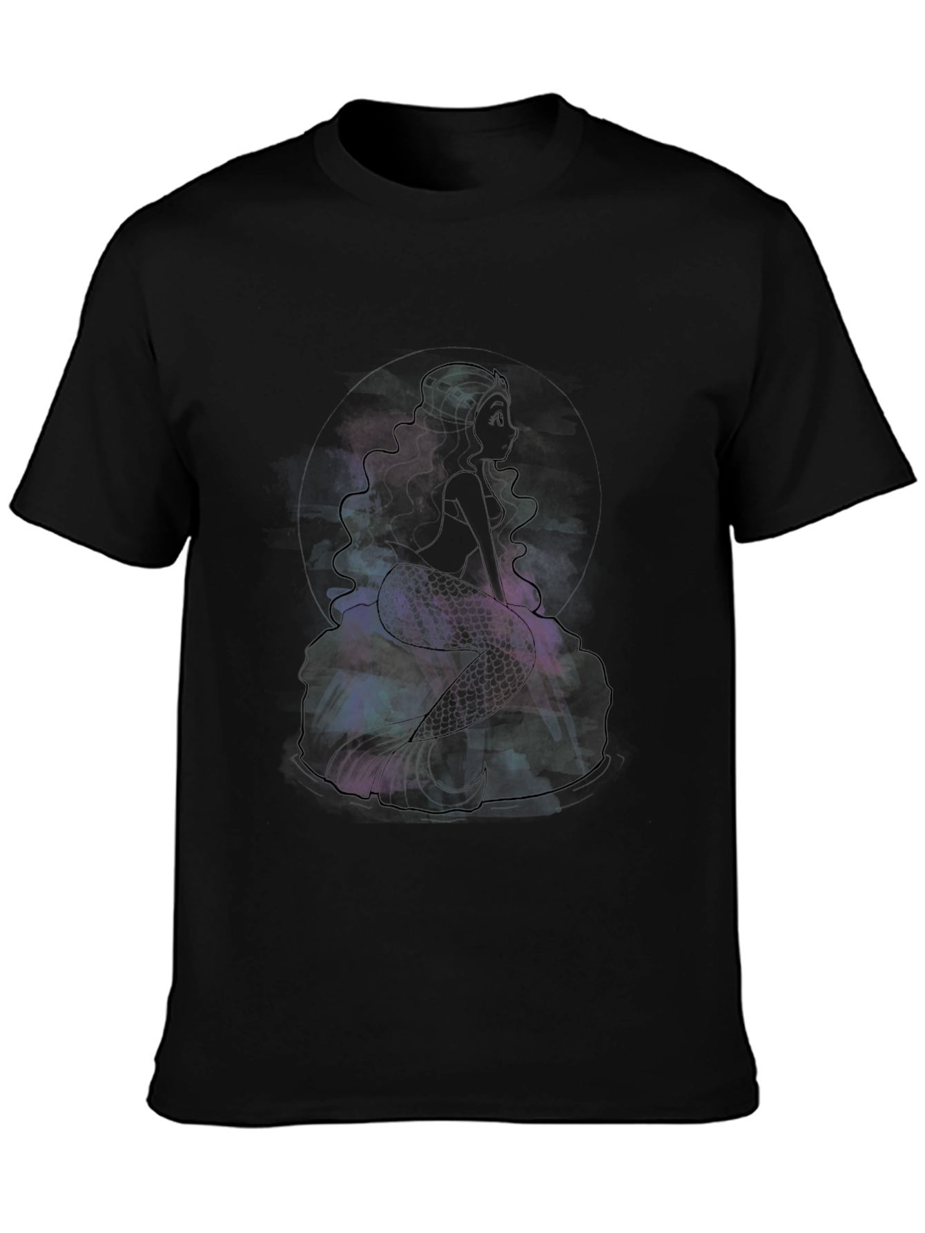 Galaxy Mermaid Graphic Tee - Black
