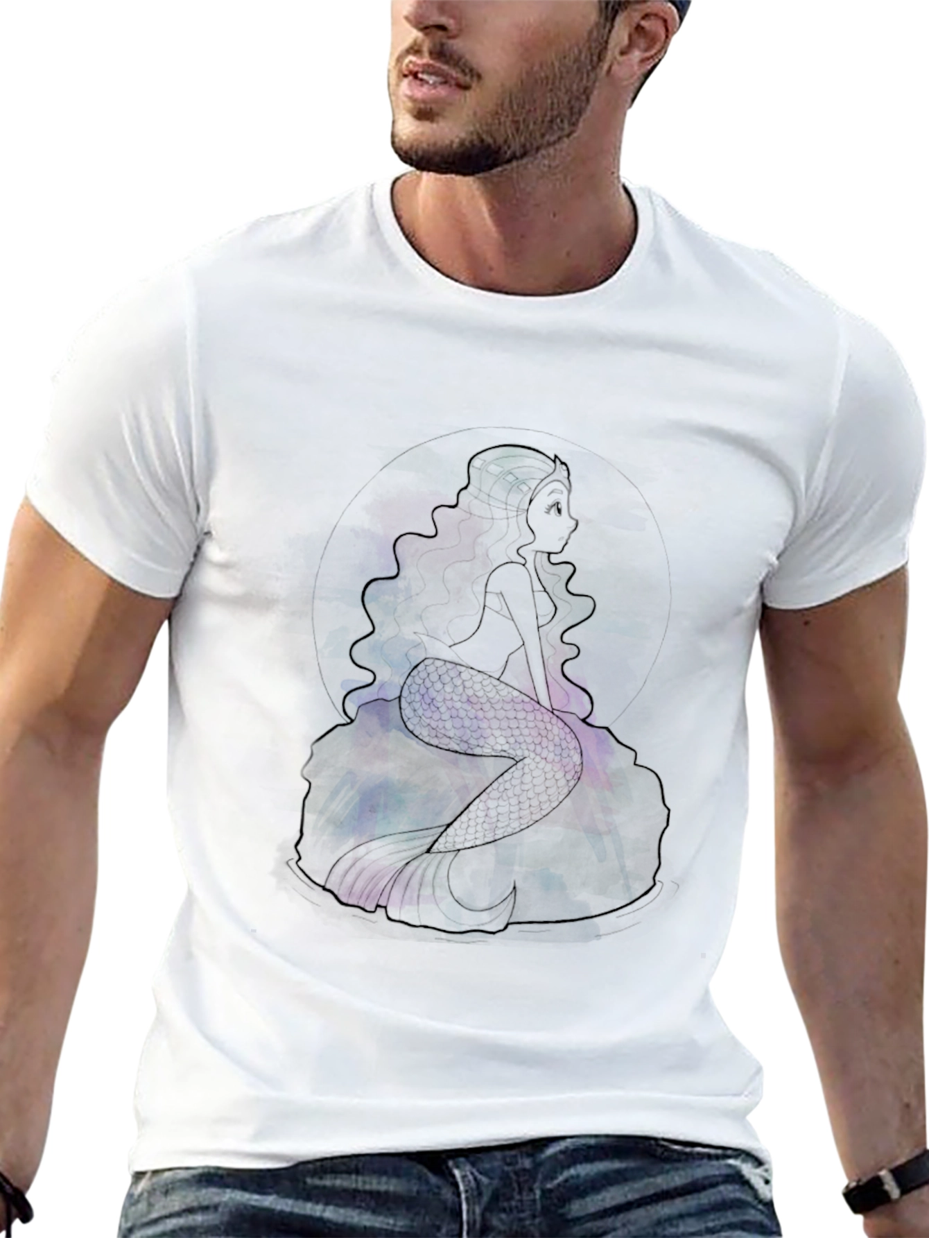 Galaxy Mermaid Graphic Tee - Black