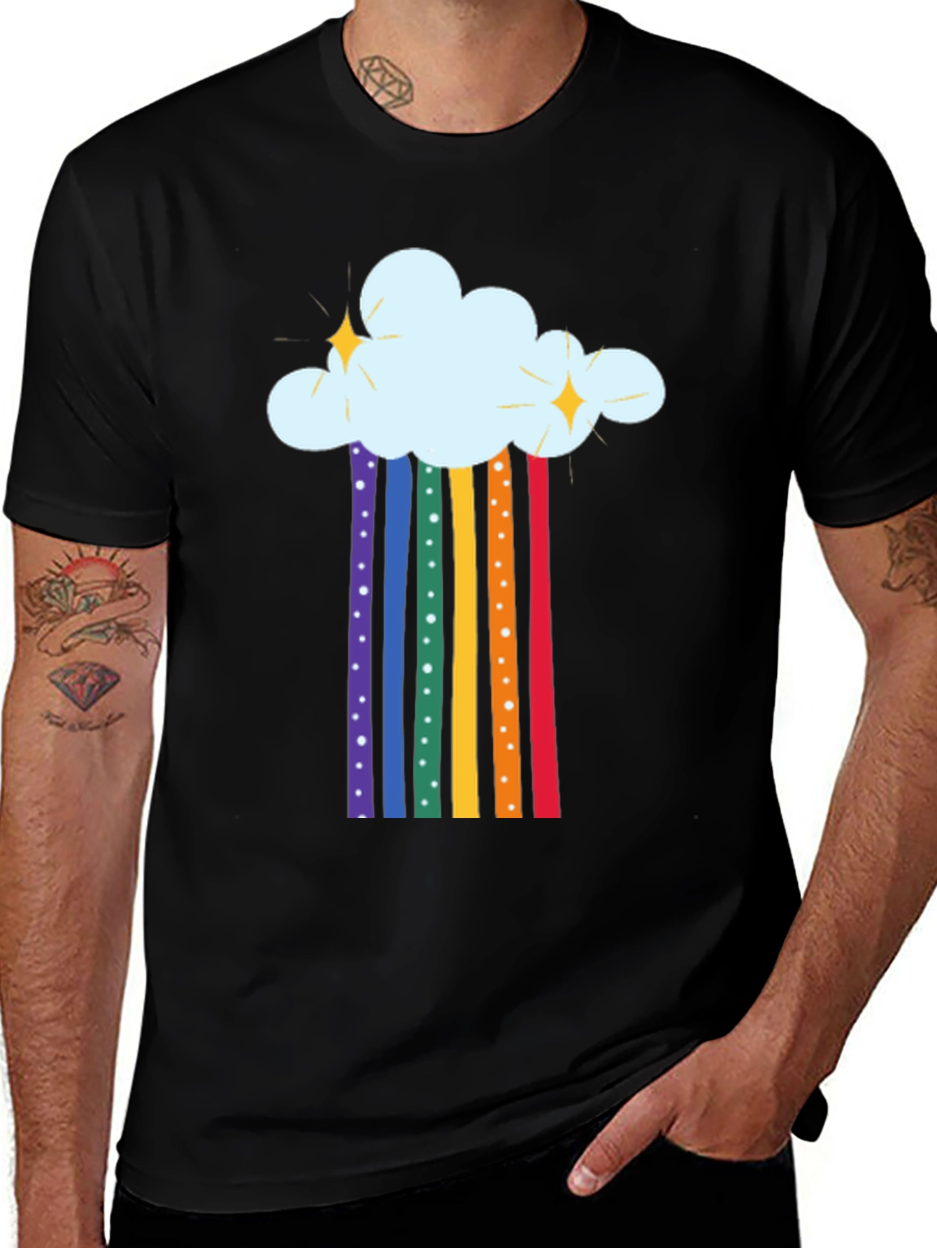 Rainbow Cloud Graphic T-Shirt - Black