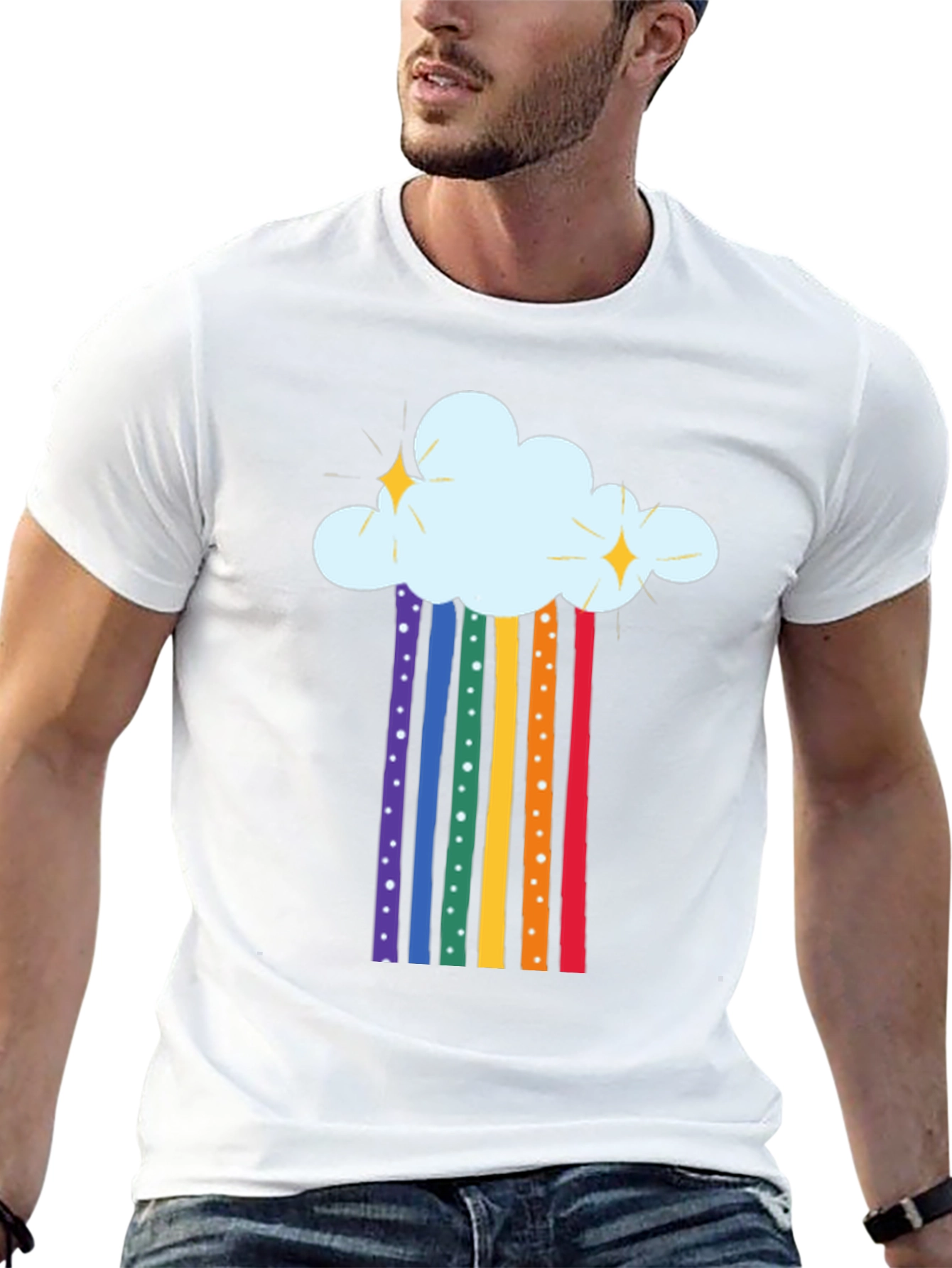 Rainbow Cloud Graphic T-Shirt - Black
