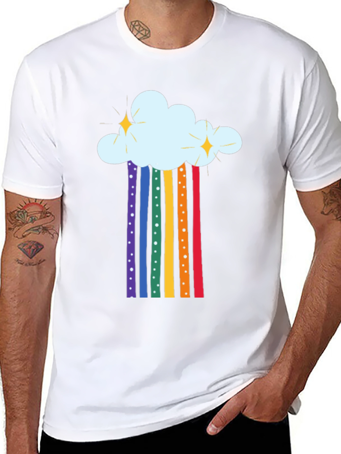 Rainbow Cloud Graphic T-Shirt - Black