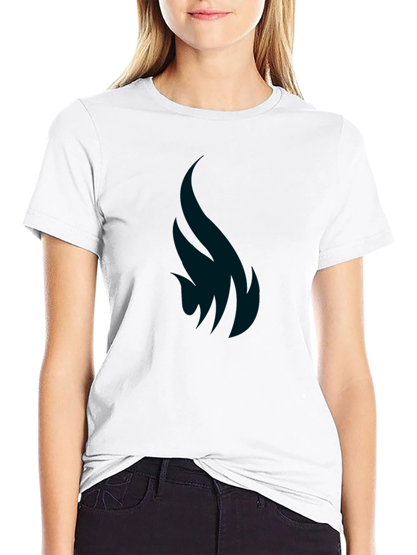 Mens Black Graphic Tee - Abstract Flame Design